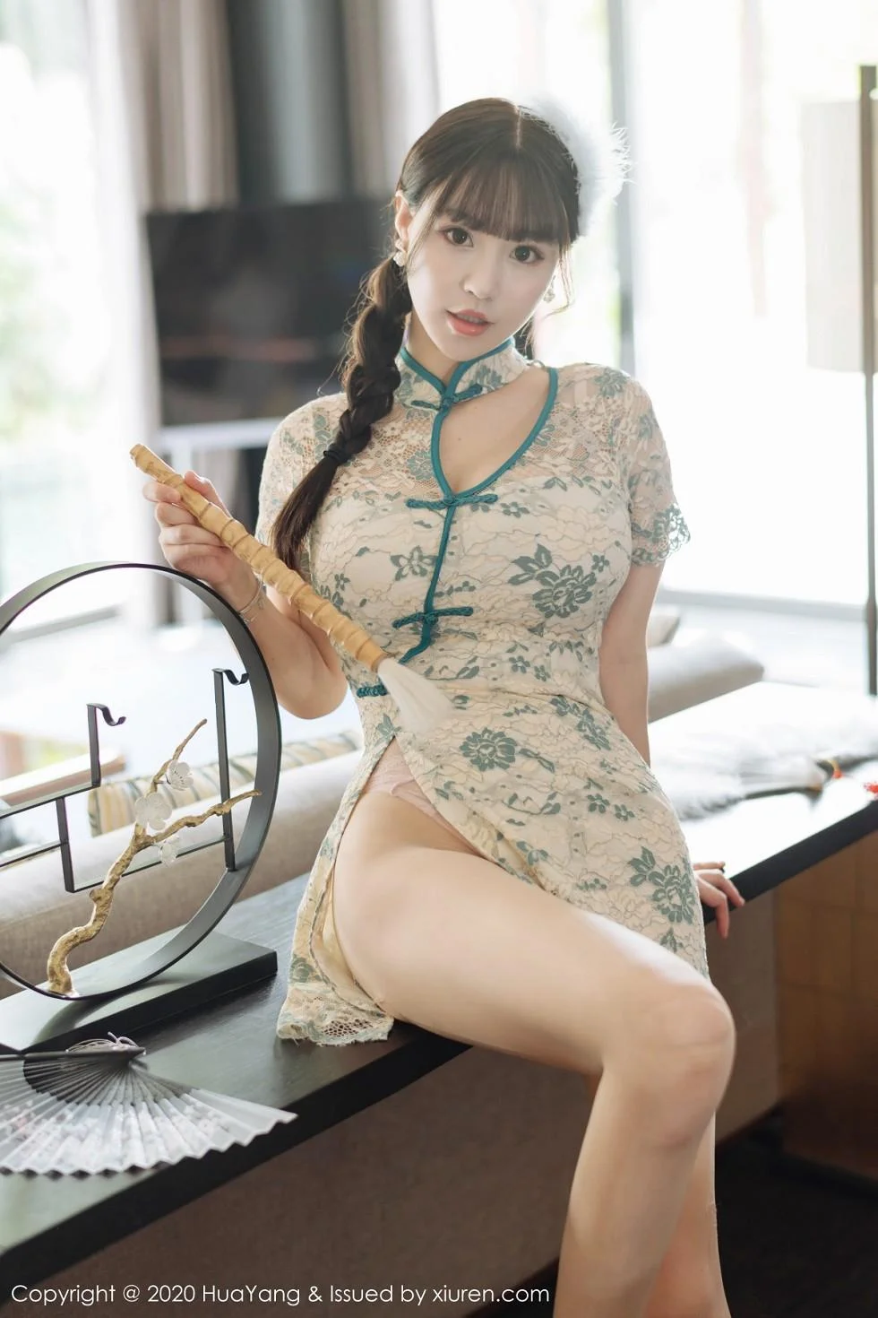 朱可儿Flower三亚旅拍典雅韵味旗袍配蕾丝内衣绝美写真 第 7 张