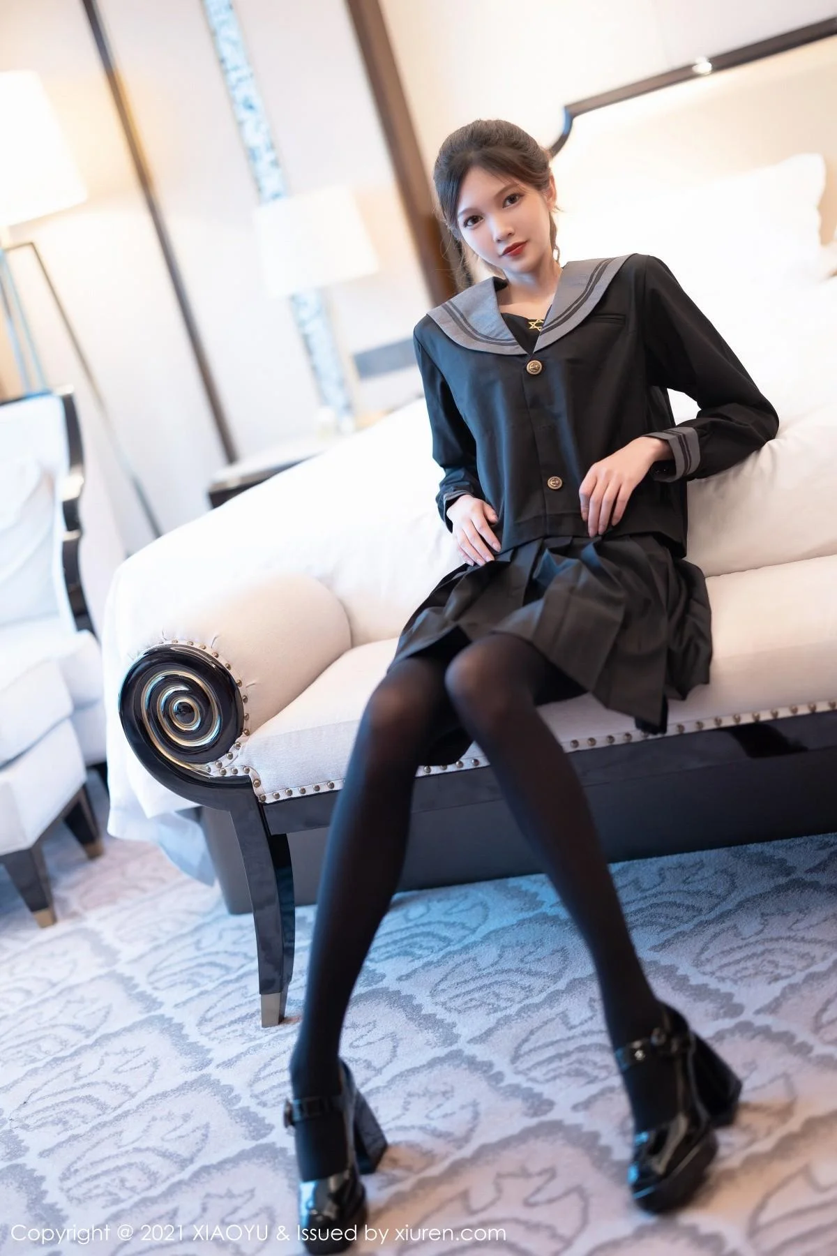 程程程-学院风制服半脱露性感内衣配黑丝袜迷人绝美写真 第 14 张