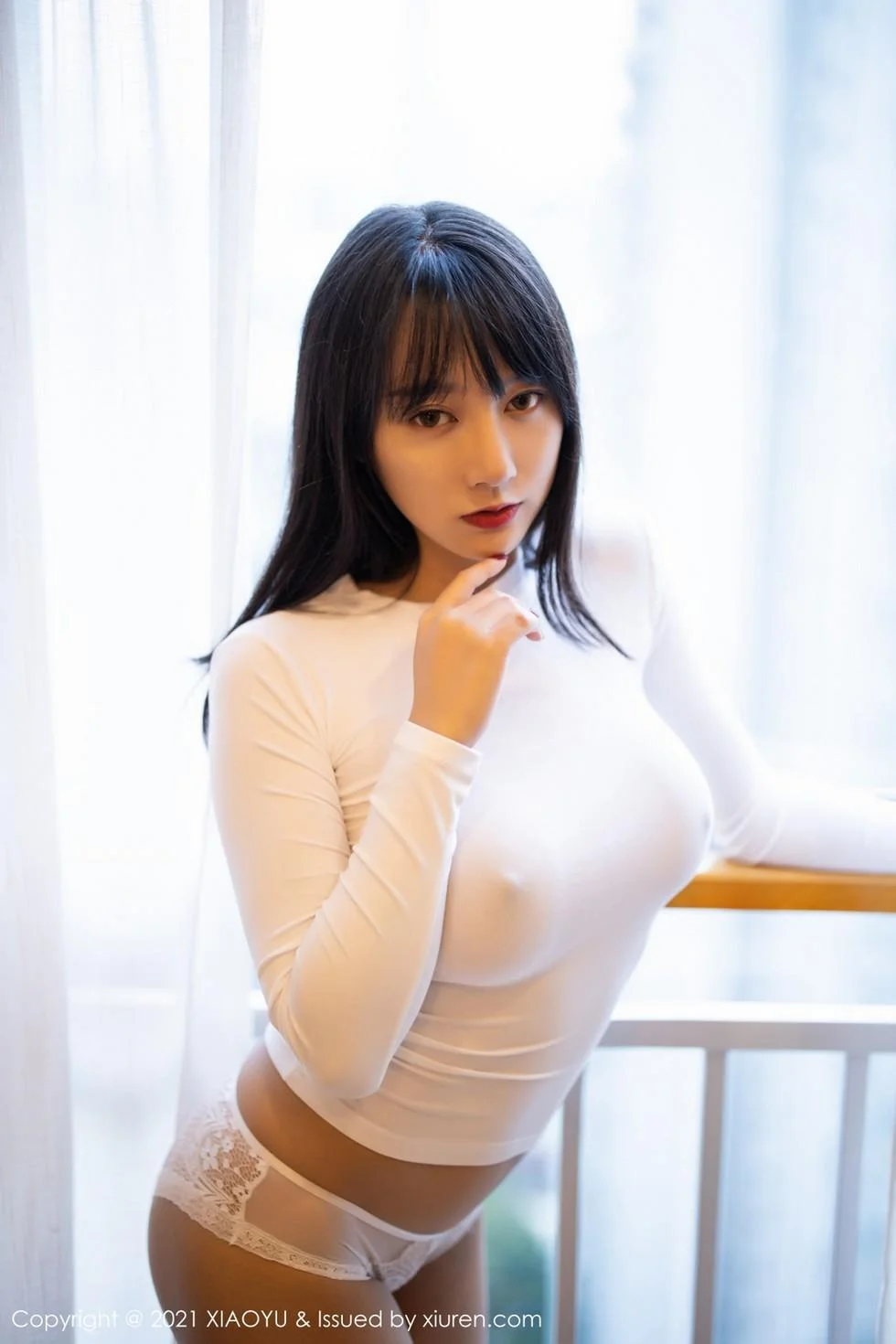何嘉颖私房明亮浴室白色真空服饰配透视内裤绝美写真 第 33 张