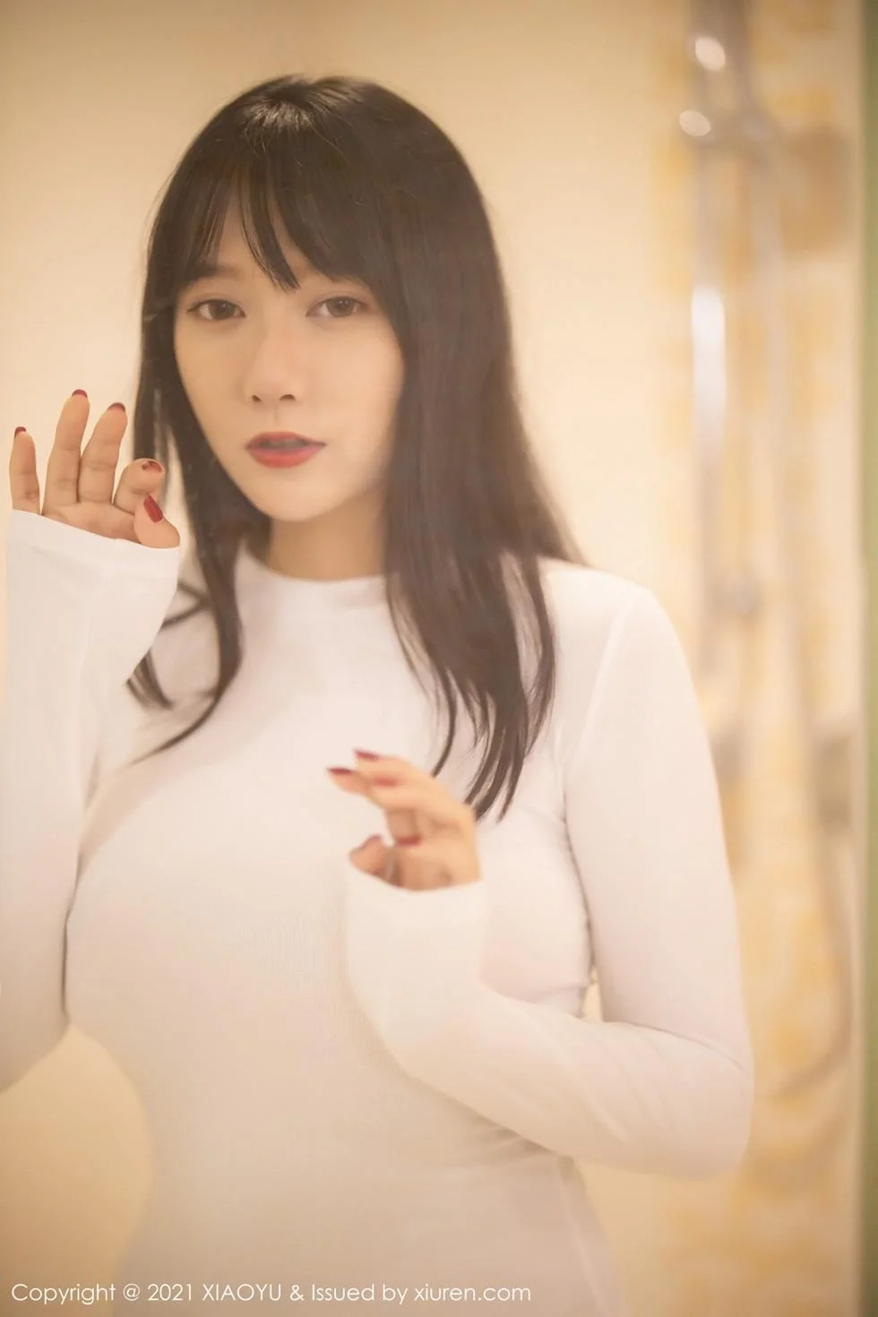何嘉颖私房明亮浴室白色真空服饰配透视内裤绝美写真 第 90 张
