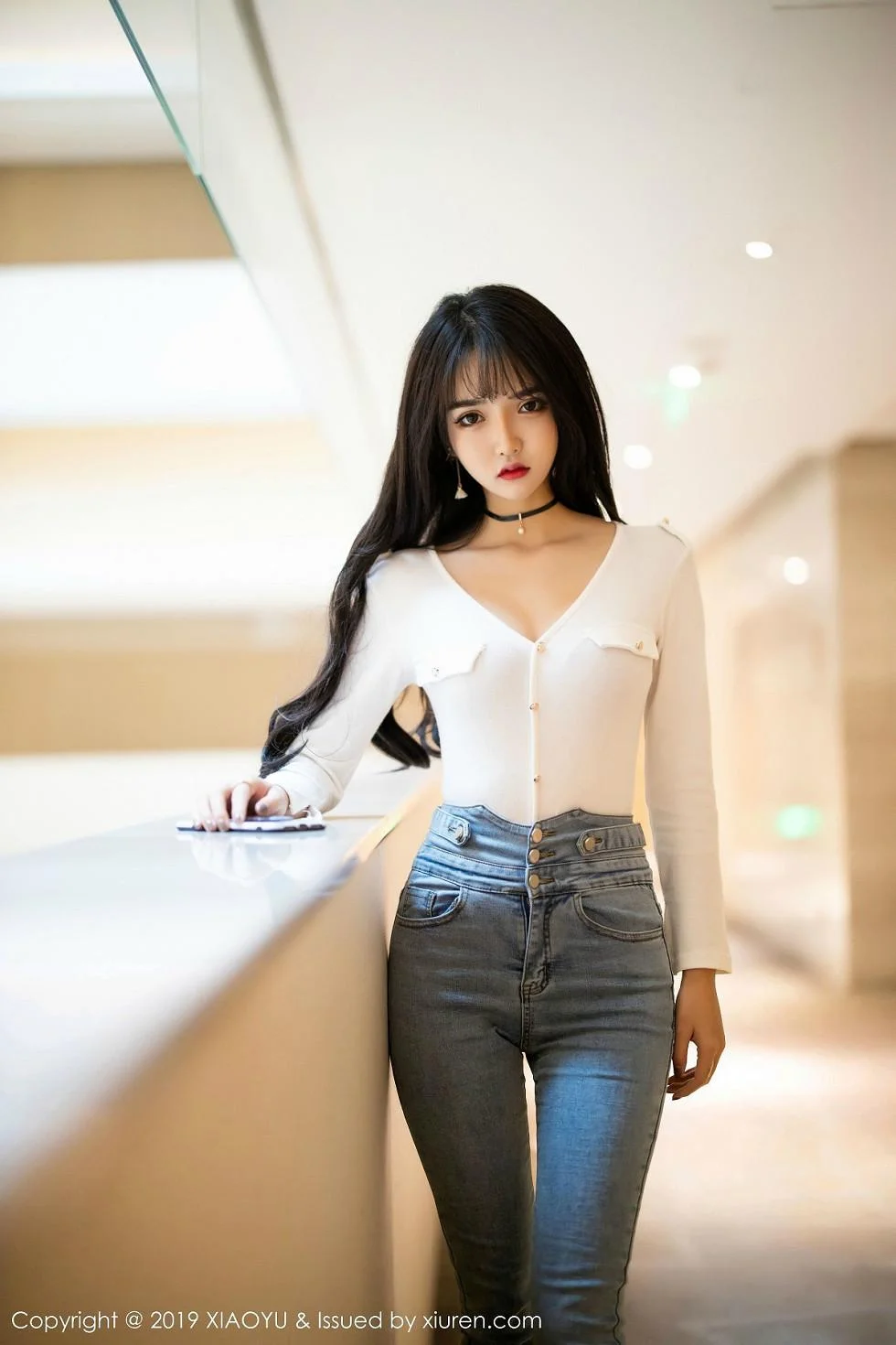 Miko酱吖私房脱紧身牛仔裤露超薄肉丝撩人绝美写真 第 45 张