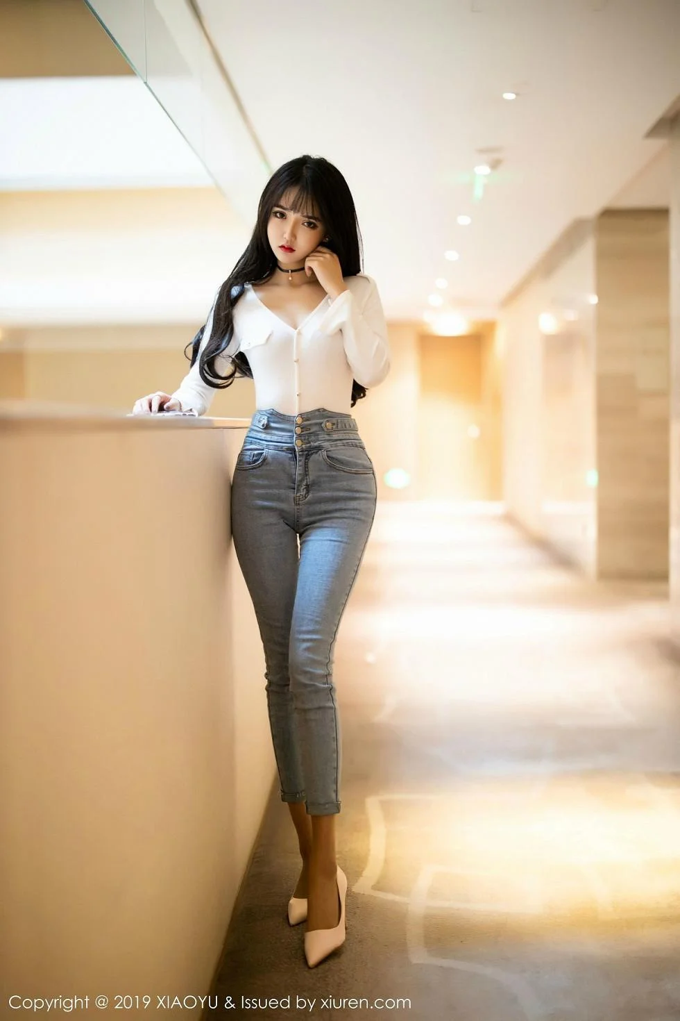 Miko酱吖私房脱紧身牛仔裤露超薄肉丝撩人绝美写真 第 47 张