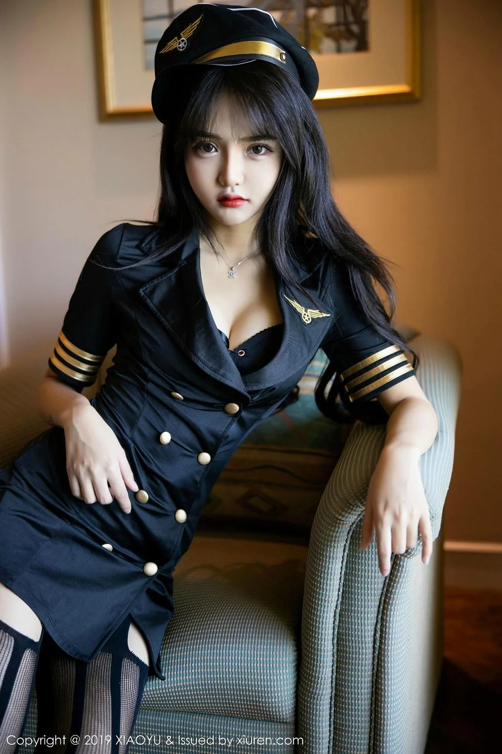 Miko酱吖女警制服半脱露性感内衣吊带黑丝完美绝美写真 第 36 张