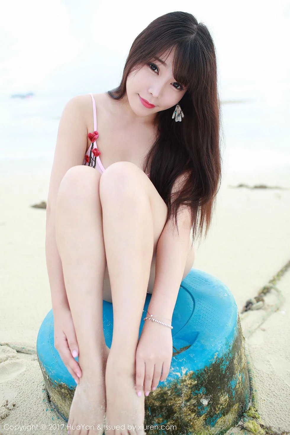 芝芝Booty塞班岛旅拍粉红高叉连体内衣湿身绝美写真 第 7 张