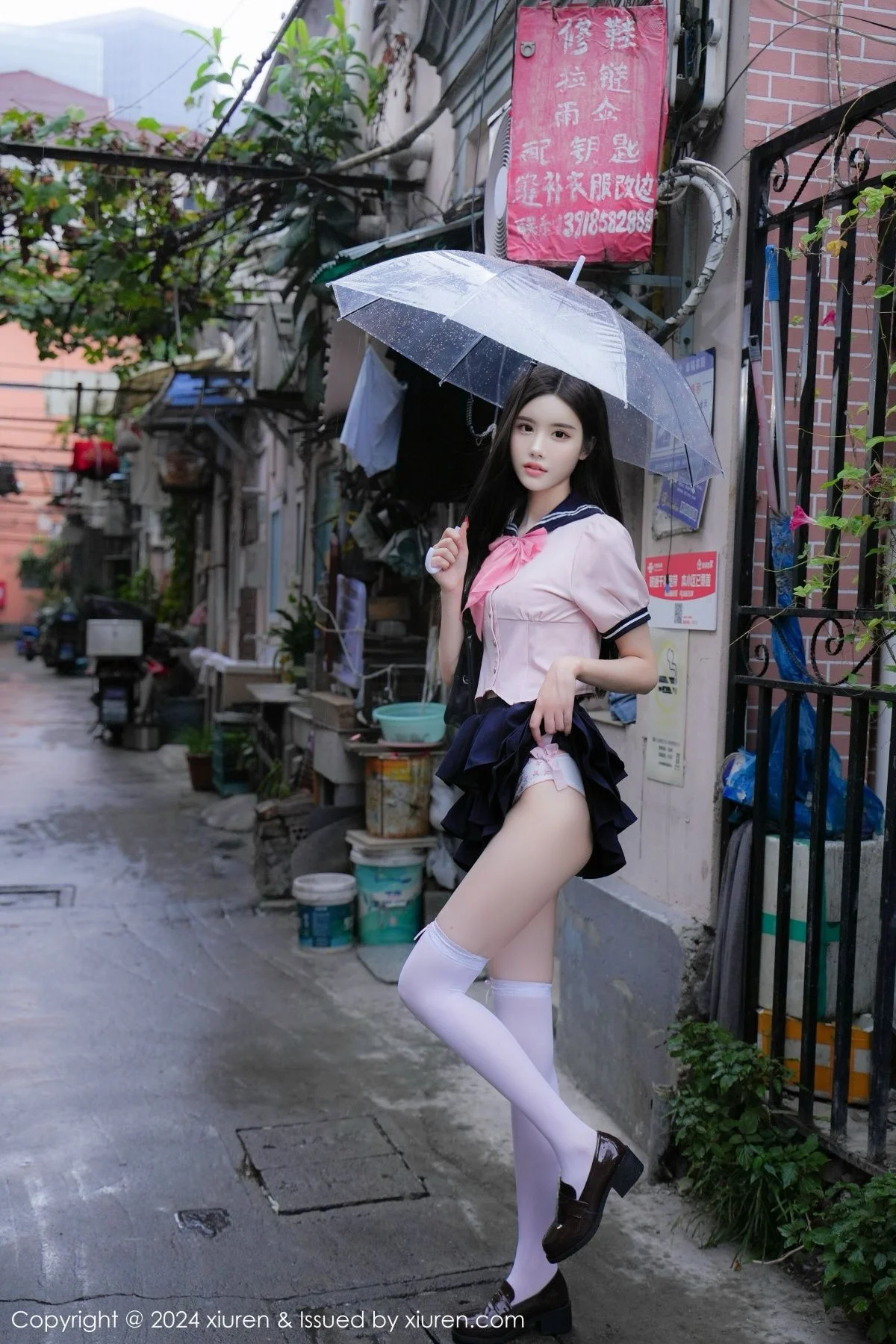 Erikaki性感粉色JK制服配白色丝袜秀翘臀美腿撩人绝美写真 第 40 张