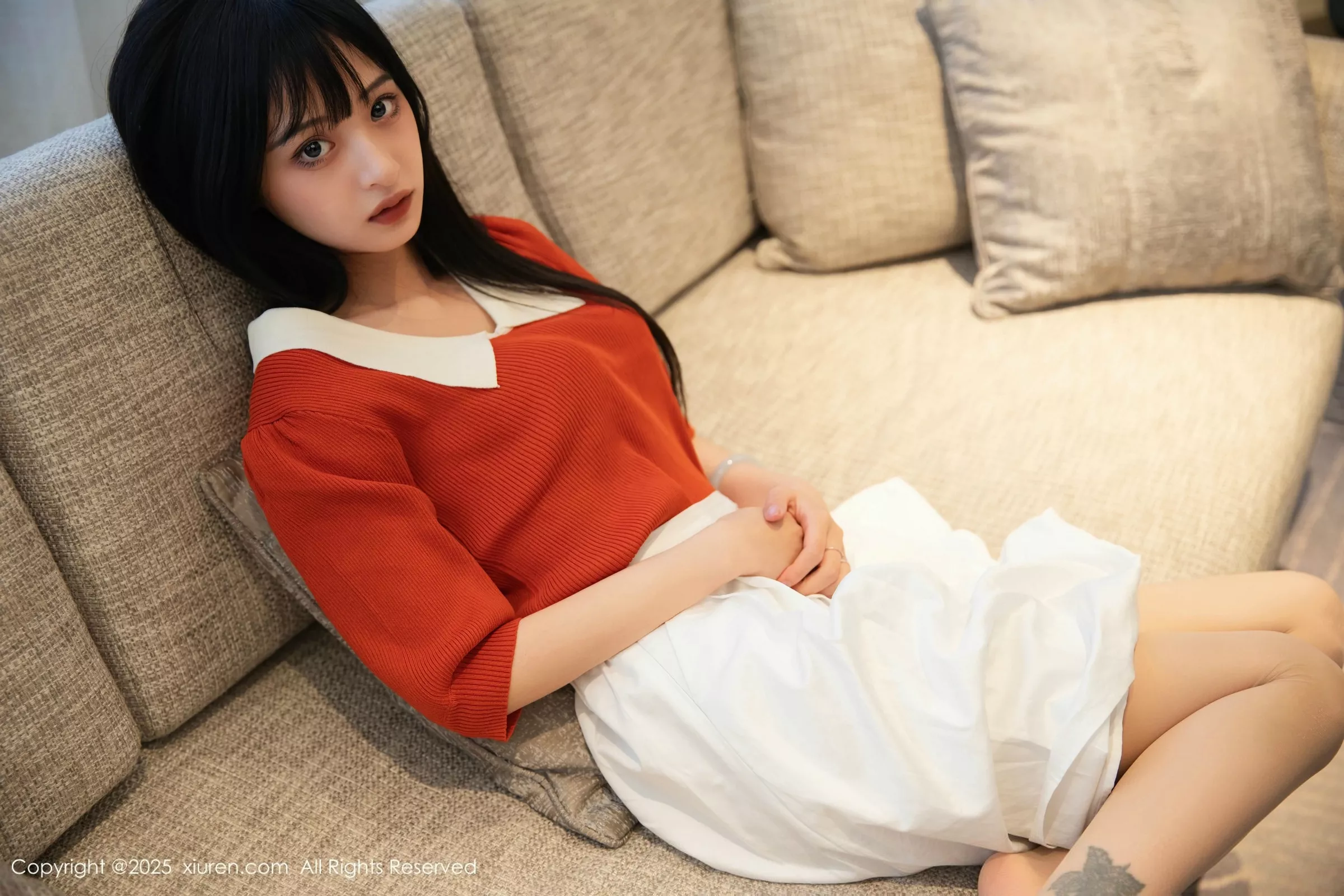 茂木希子性感橙T露白色内衣配超薄肉丝秀完美身材绝美写真 第 54 张