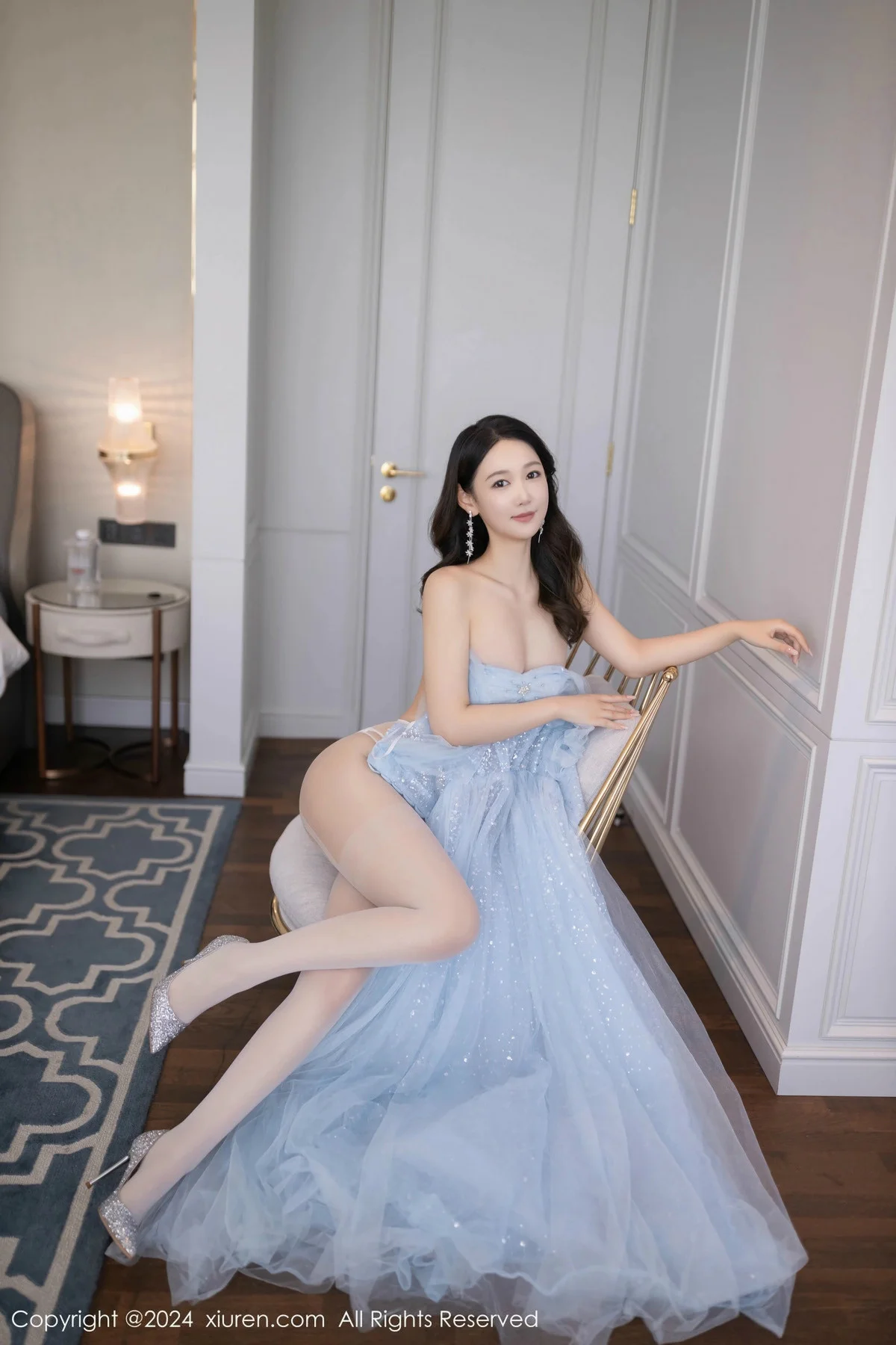 唐安琪性感淡蓝色薄纱礼裙露白色内衣秀曼妙身姿绝美写真 第 97 张