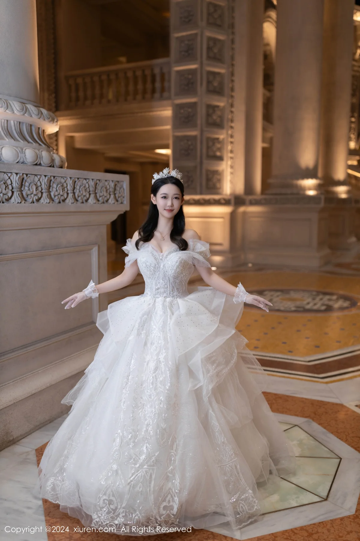 唐安琪性感白色婚纱露白色内衣配超薄肉丝秀美腿绝美写真 第 1 张