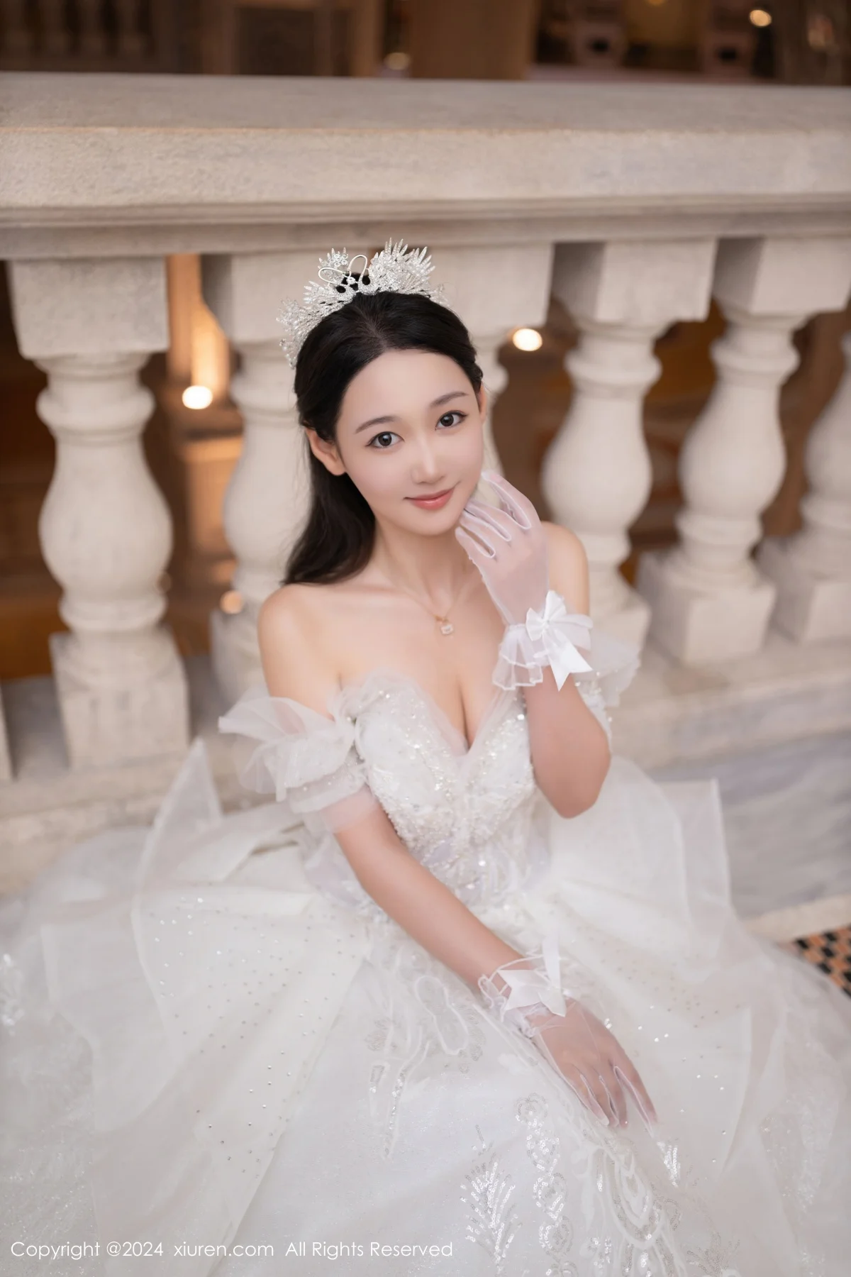 唐安琪性感白色婚纱露白色内衣配超薄肉丝秀美腿绝美写真 第 16 张