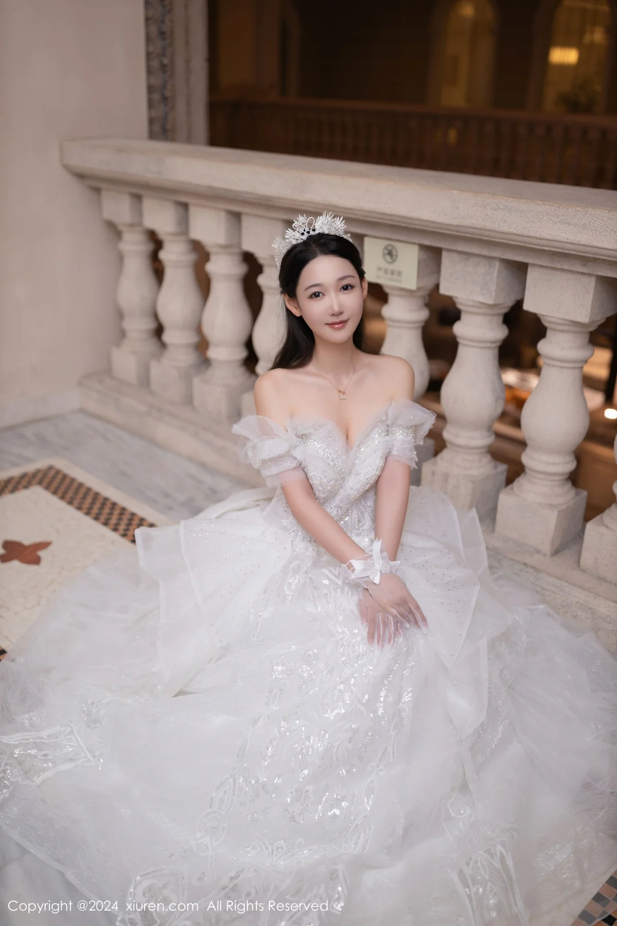 唐安琪性感白色婚纱露白色内衣配超薄肉丝秀美腿绝美写真 第 20 张