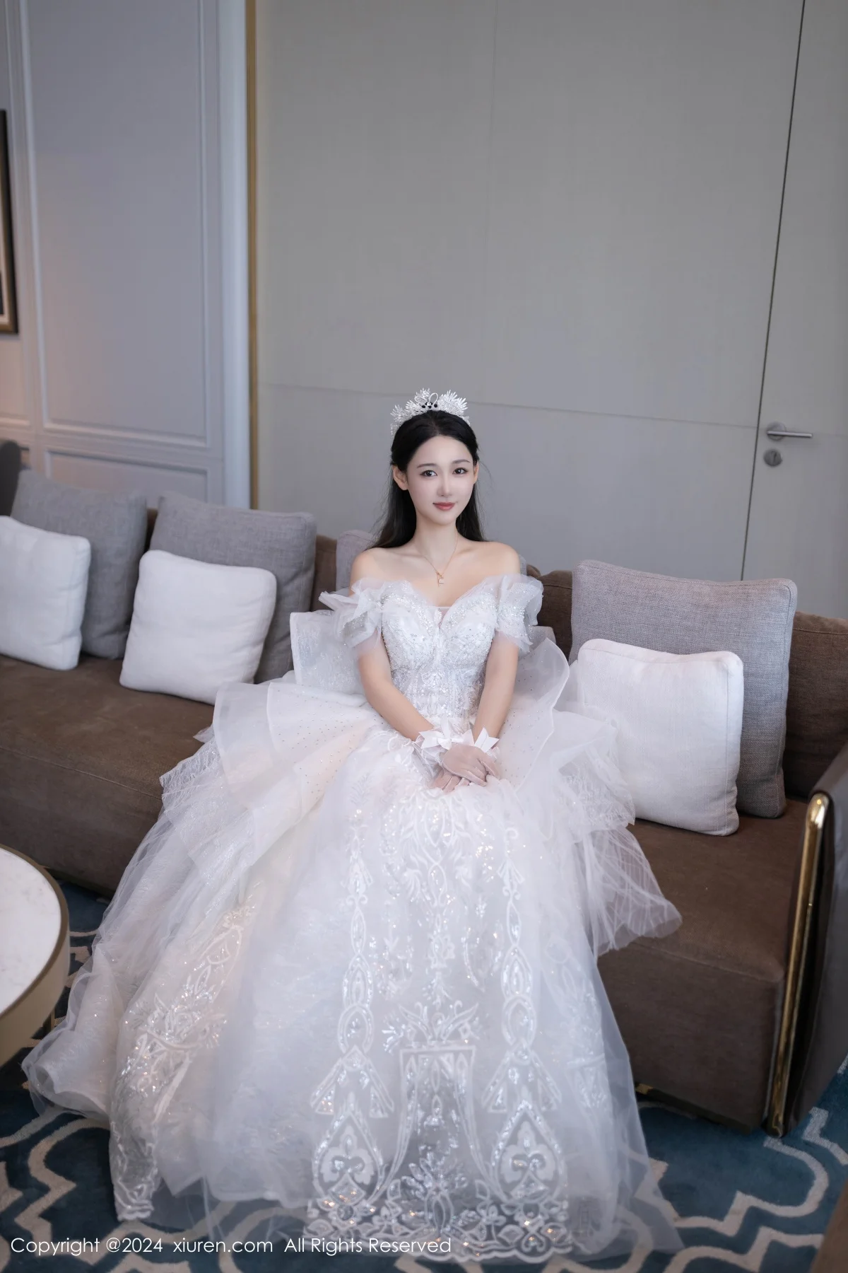 唐安琪性感白色婚纱露白色内衣配超薄肉丝秀美腿绝美写真 第 22 张