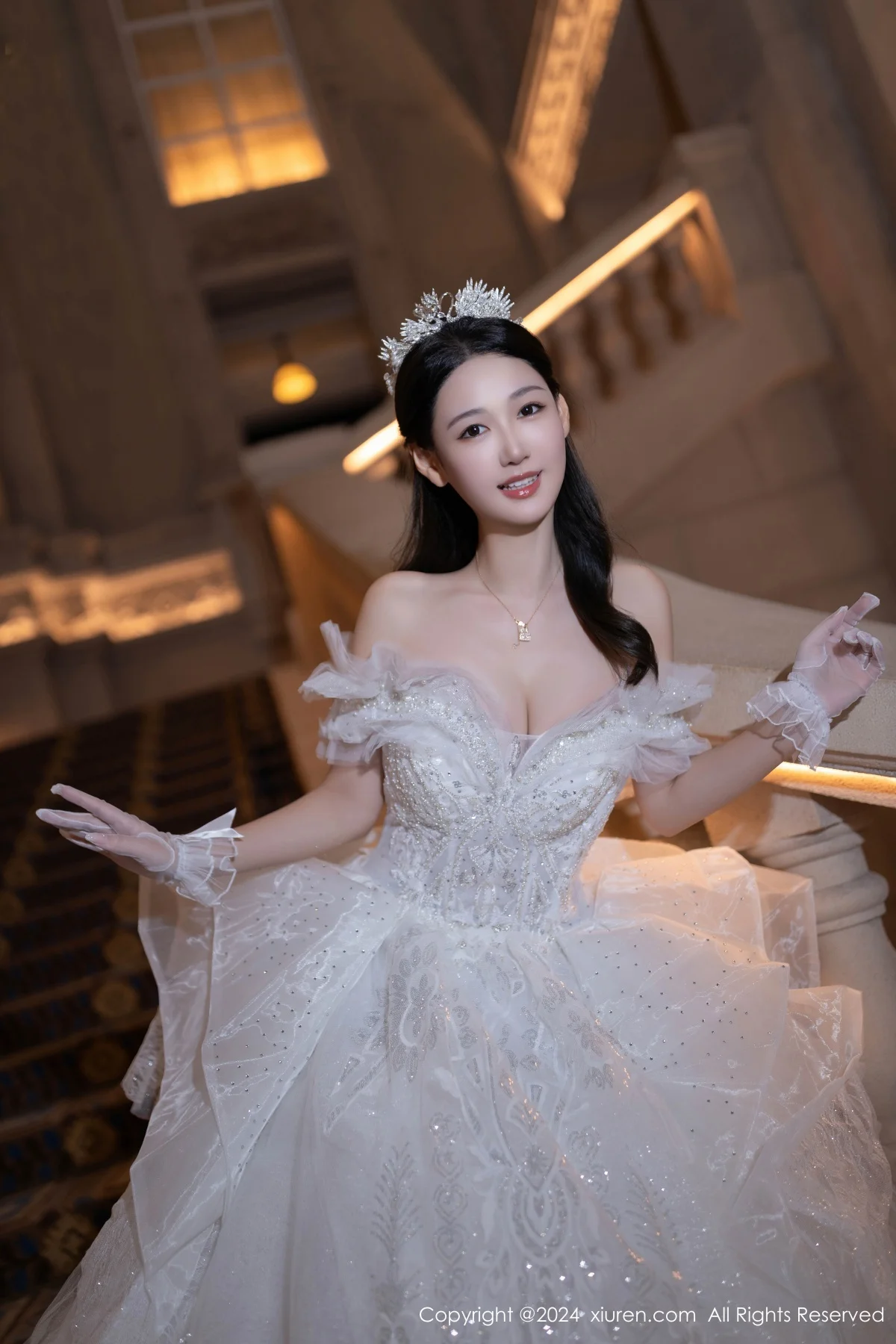 唐安琪性感白色婚纱露白色内衣配超薄肉丝秀美腿绝美写真 第 4 张