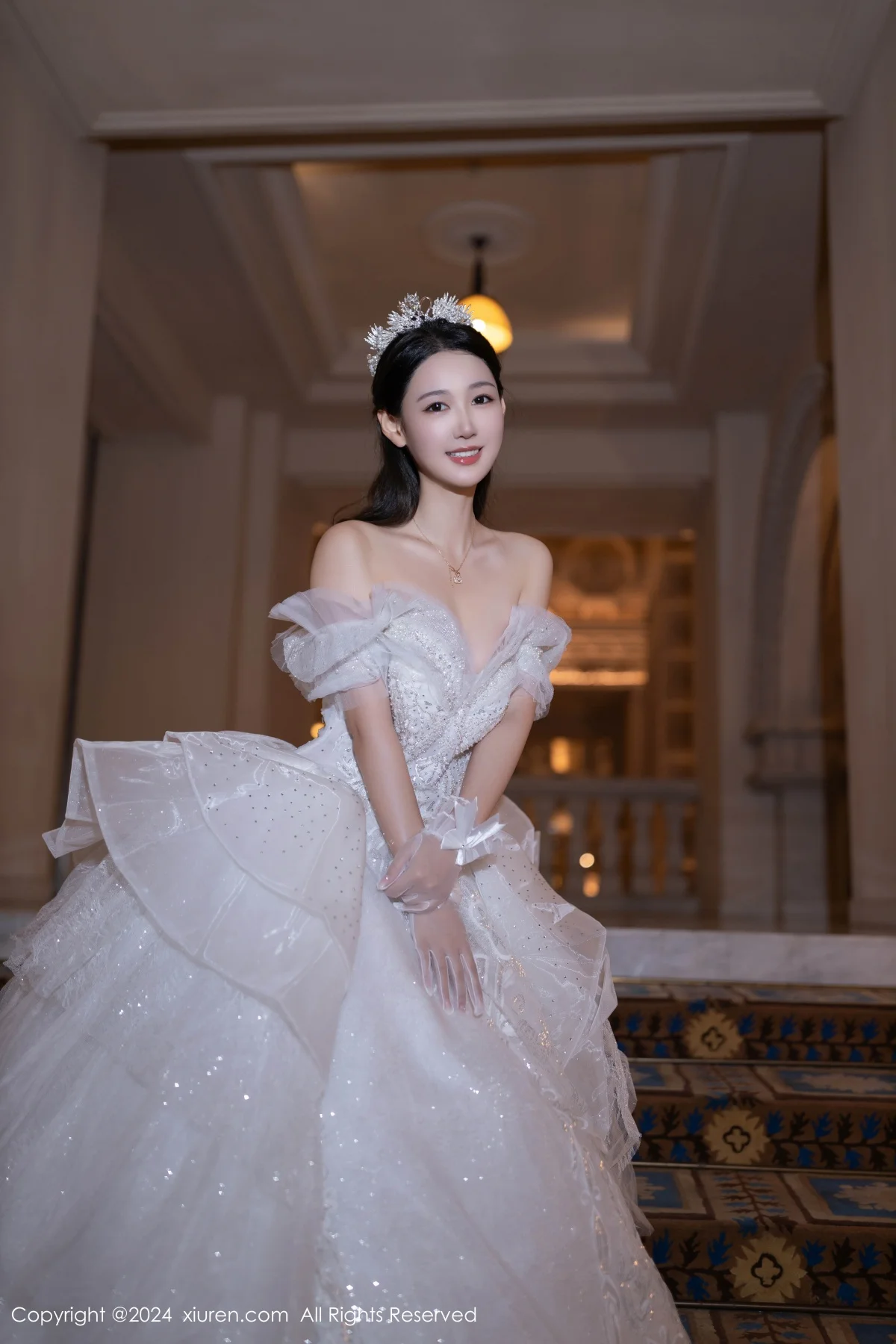 唐安琪性感白色婚纱露白色内衣配超薄肉丝秀美腿绝美写真 第 7 张