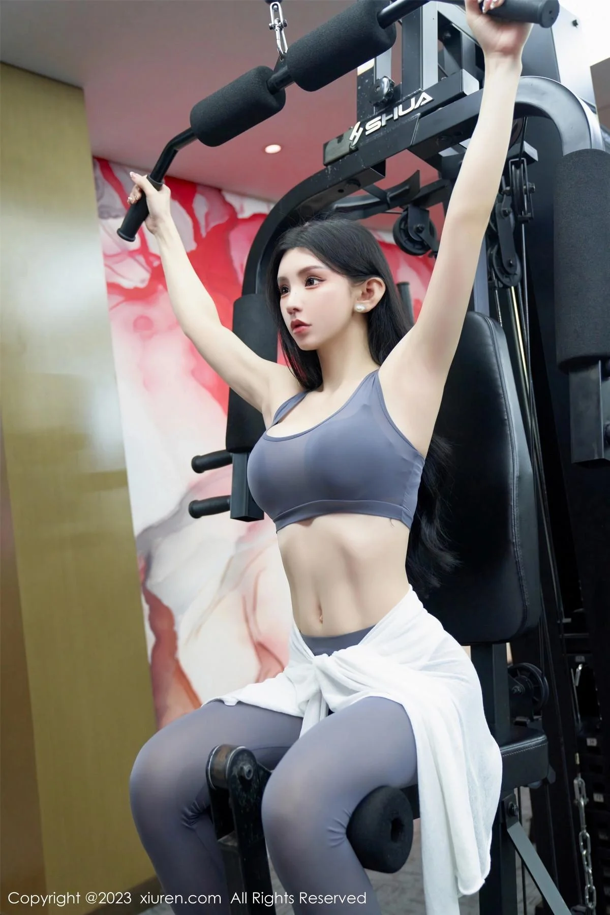 周于希Sally酒店场景性感灰色健身服紧身秀完美身材绝美写真 第 13 张