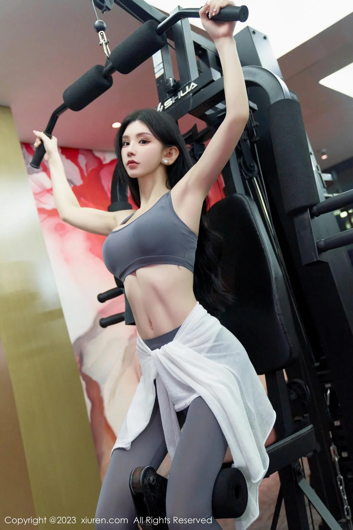 周于希Sally酒店场景性感灰色健身服紧身秀完美身材绝美写真 第 14 张