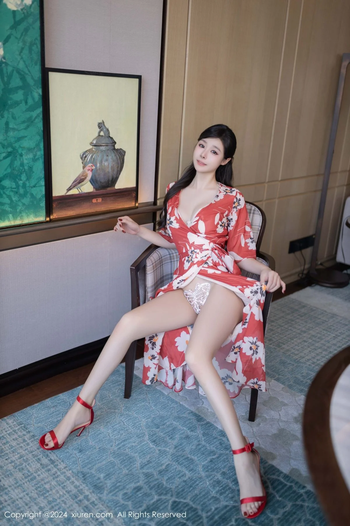 小逗逗性感花朵连衣裙露白色情趣内衣秀曼妙身姿绝美写真 第 16 张