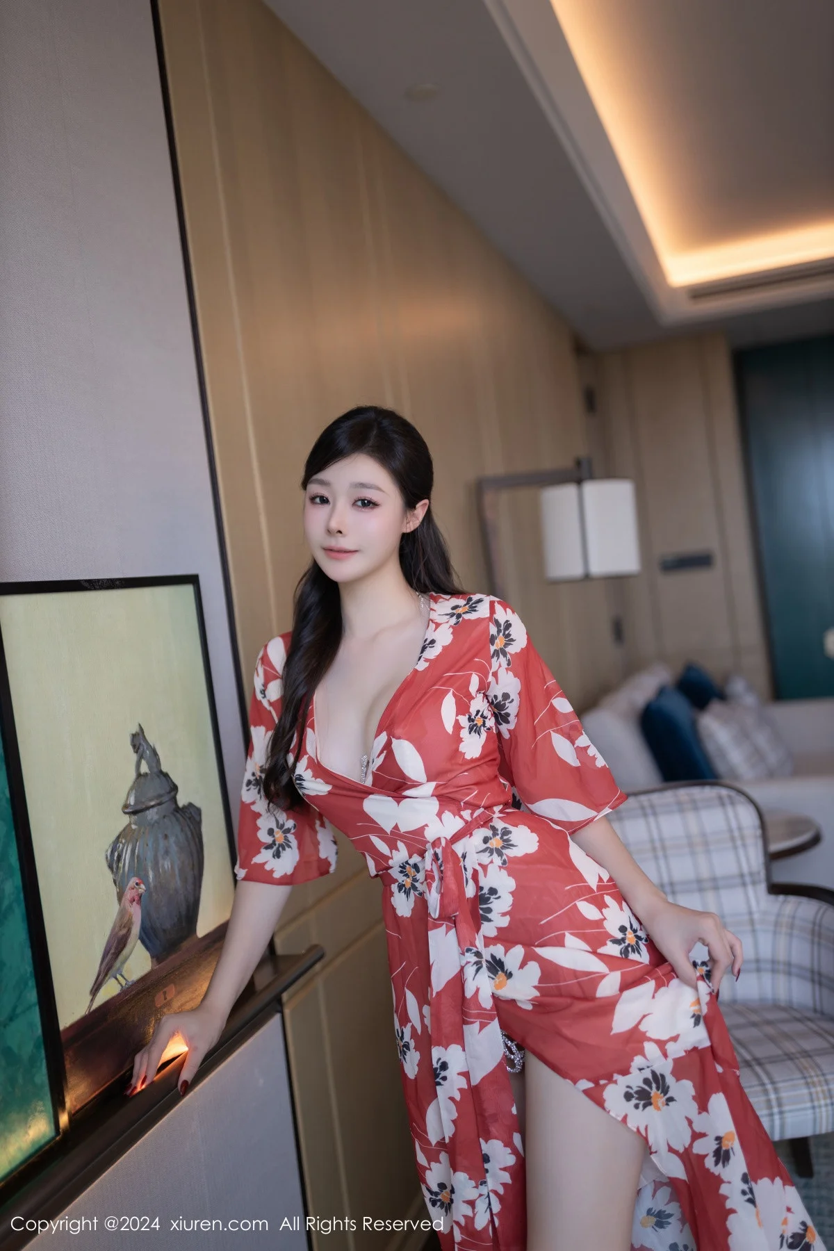 小逗逗性感花朵连衣裙露白色情趣内衣秀曼妙身姿绝美写真 第 3 张