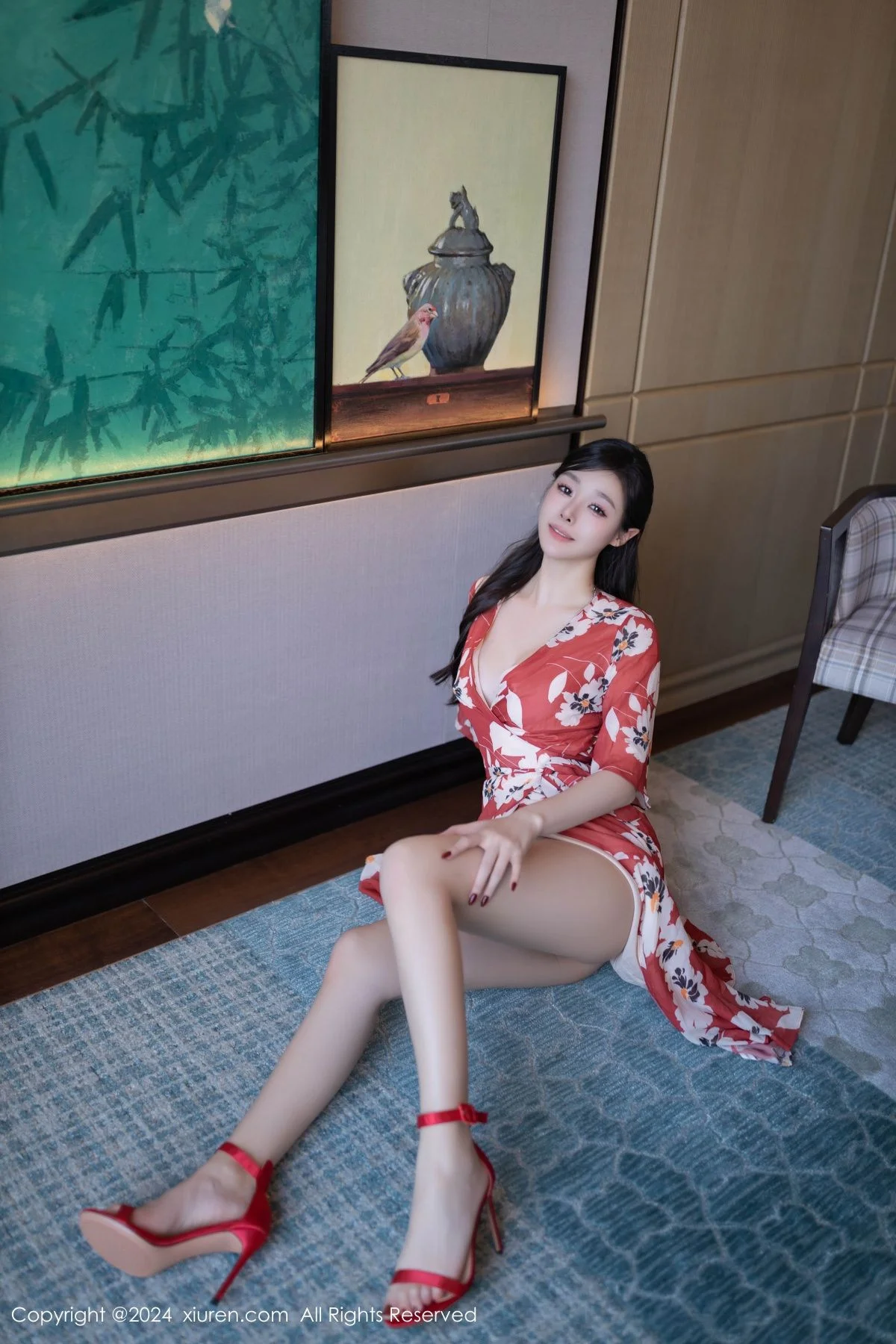 小逗逗性感花朵连衣裙露白色情趣内衣秀曼妙身姿绝美写真 第 9 张
