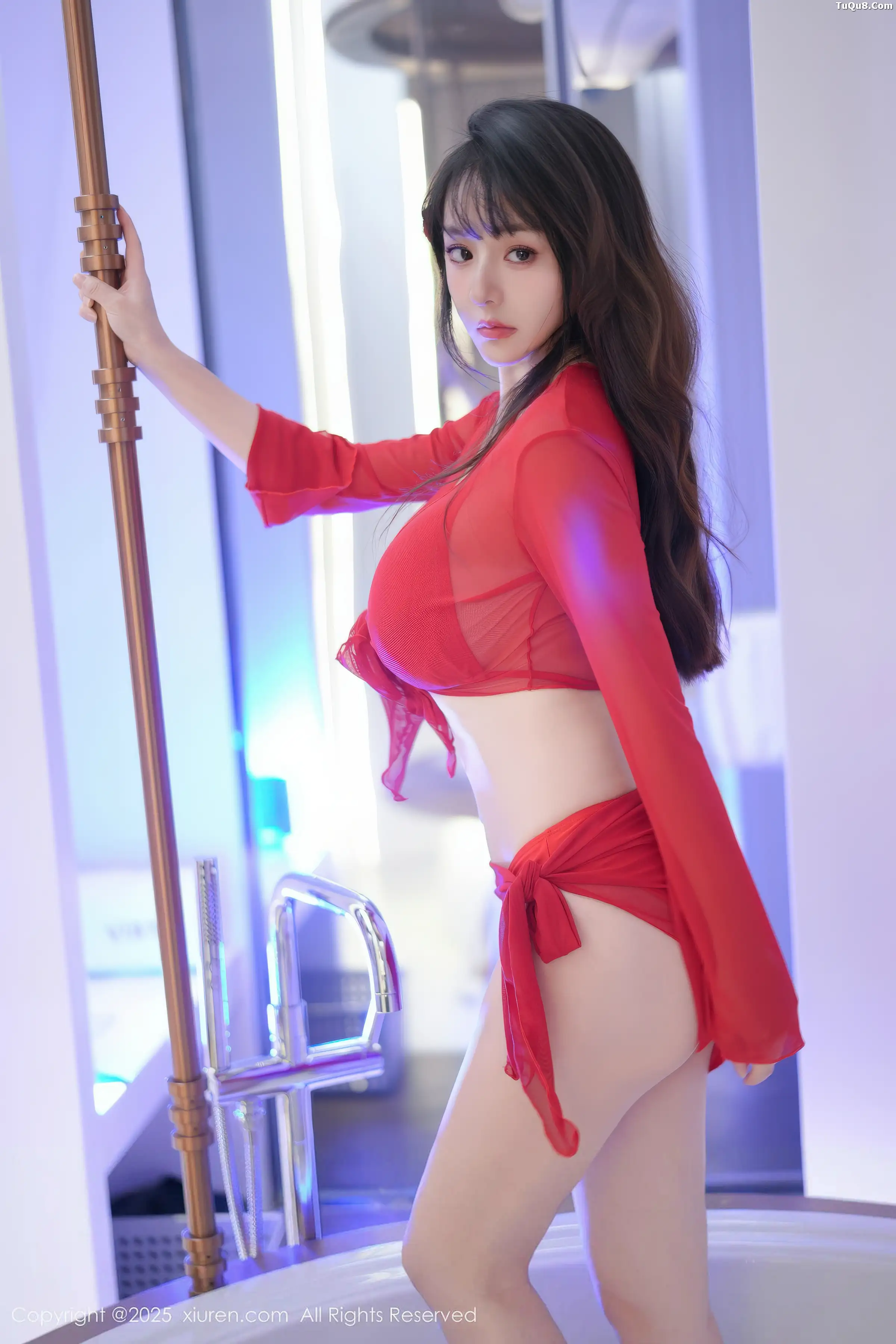 沈南汐RuRu红色薄纱露性感红色比基尼秀凹凸身材绝美写真 第 18 张