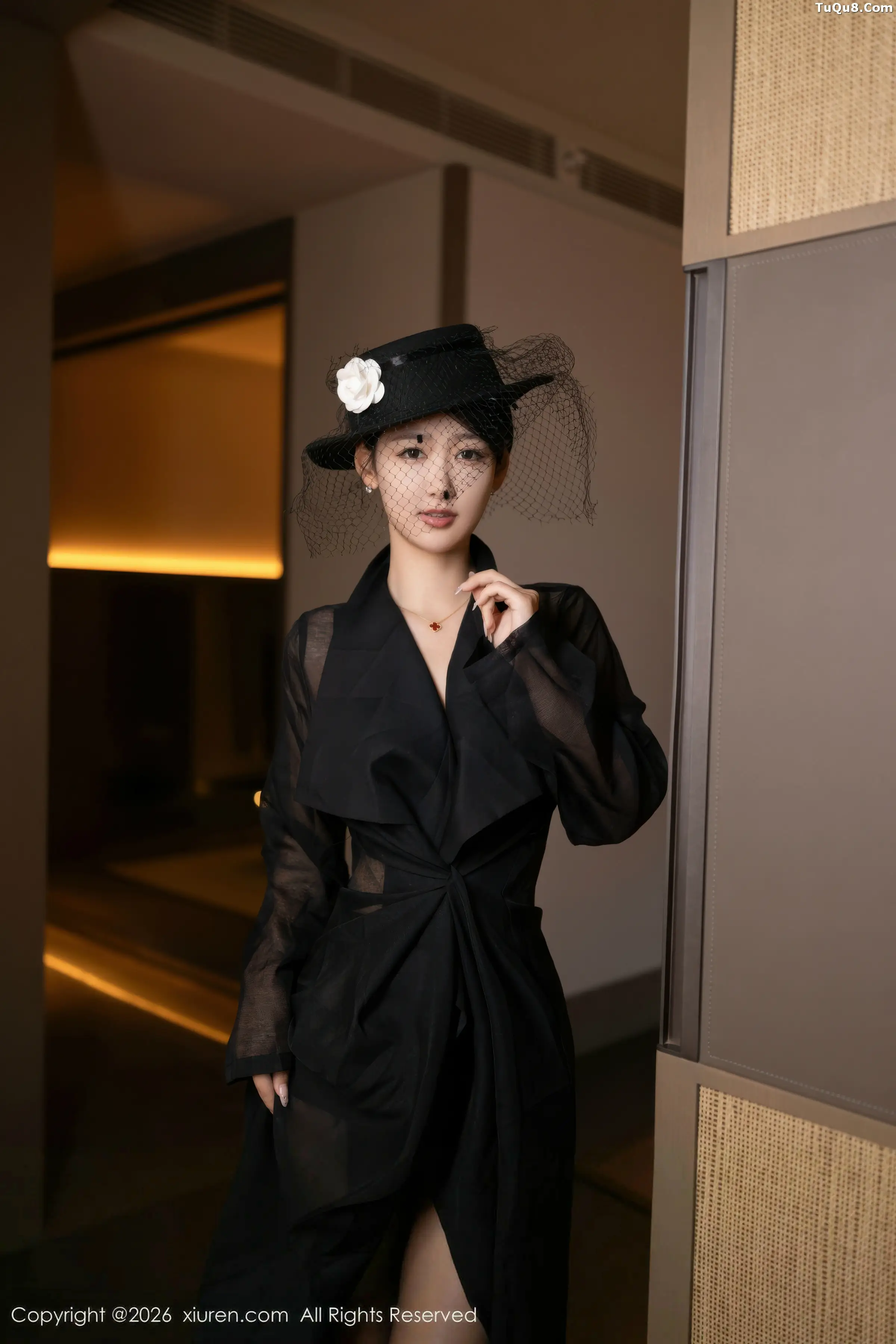 唐安琪性感黑色薄纱礼服露黑色内衣配超薄黑丝秀美腿绝美写真 第 16 张