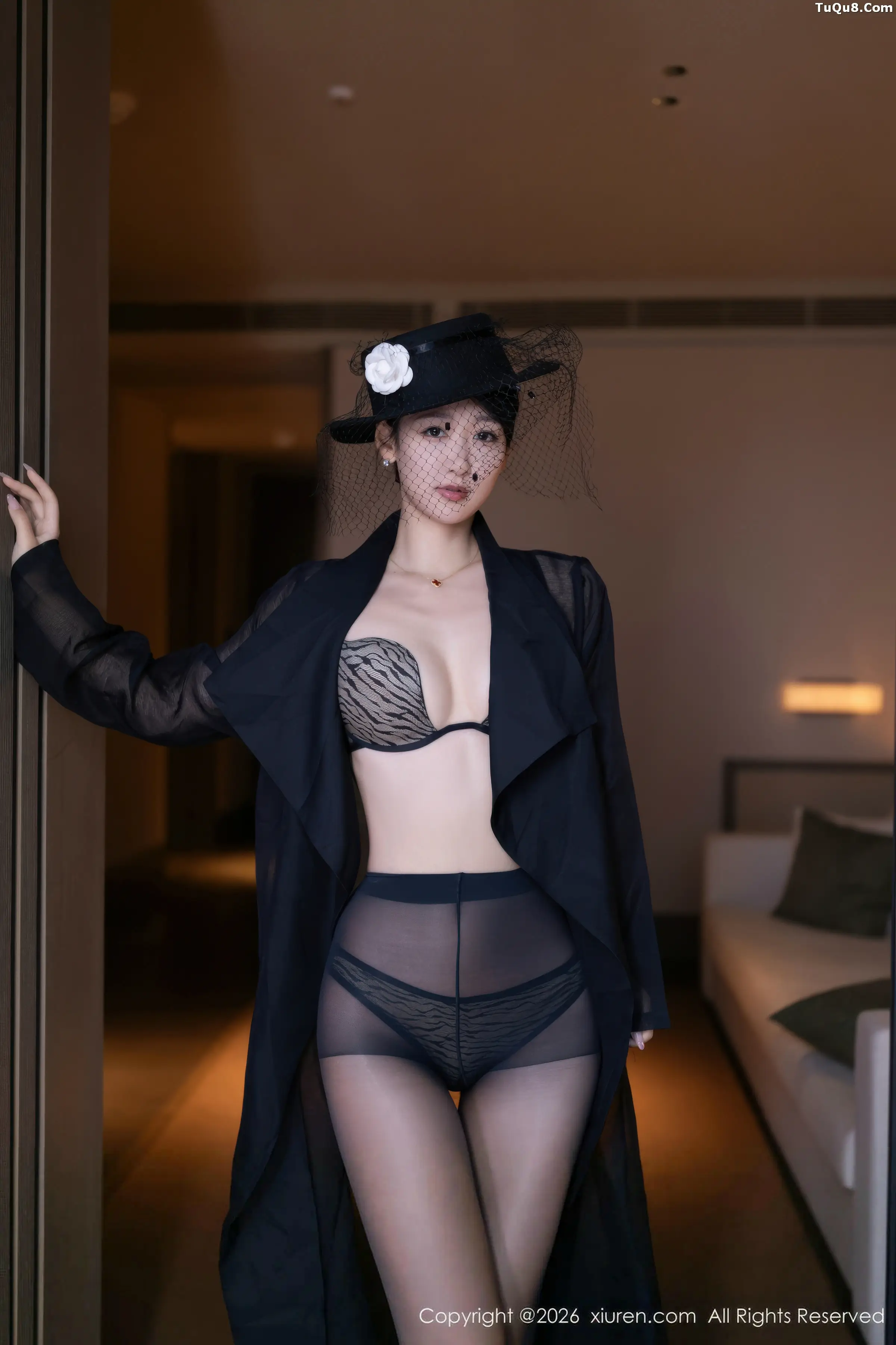 唐安琪性感黑色薄纱礼服露黑色内衣配超薄黑丝秀美腿绝美写真 第 32 张