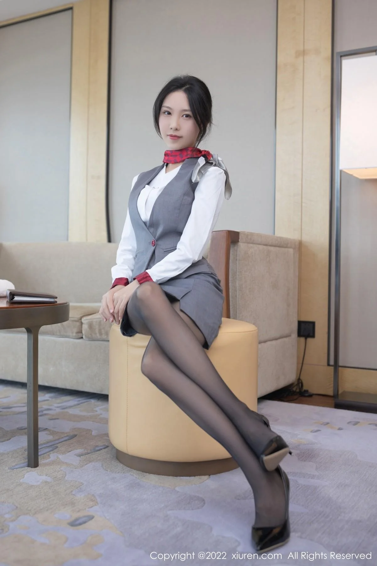 利世空姐制服主题性感白T配超薄黑丝露蕾丝内衣绝美写真 第 57 张