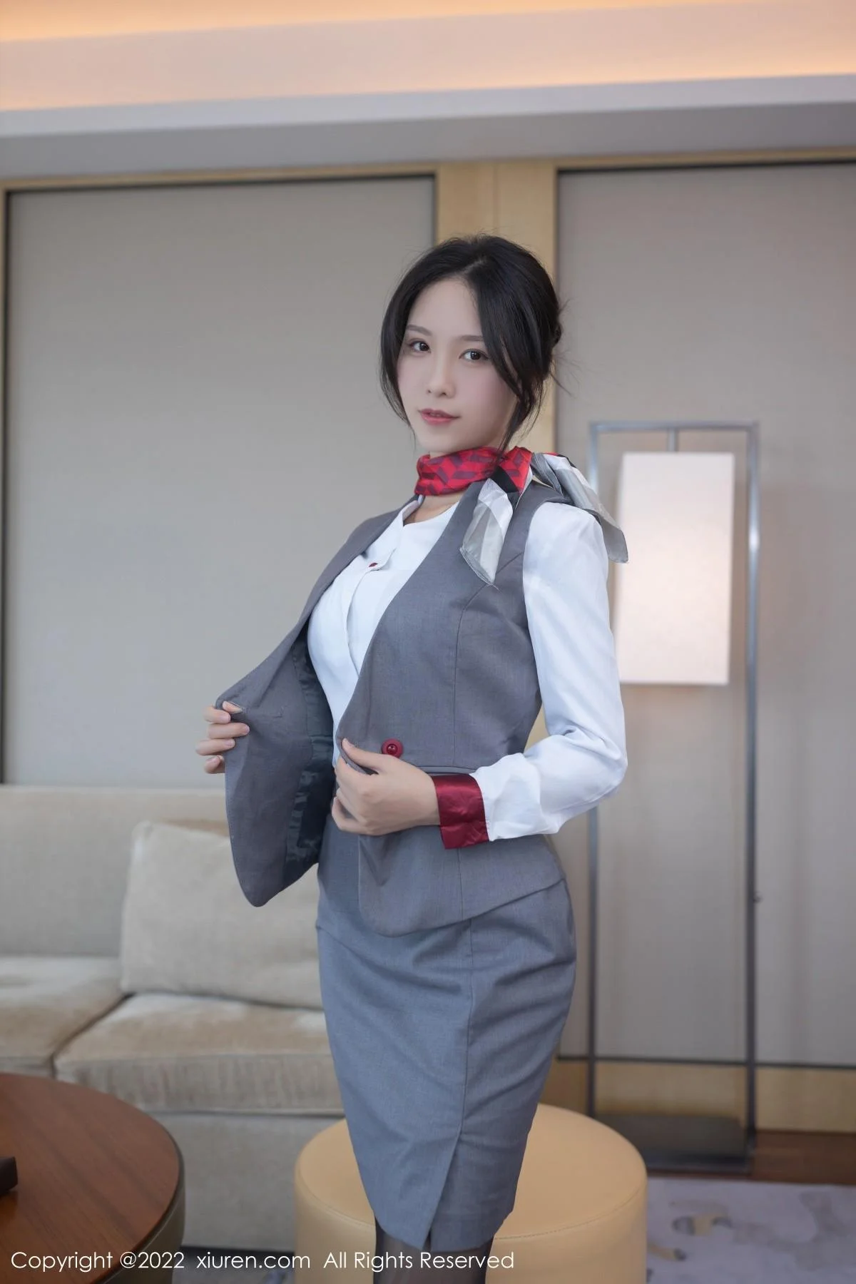 利世空姐制服主题性感白T配超薄黑丝露蕾丝内衣绝美写真 第 62 张