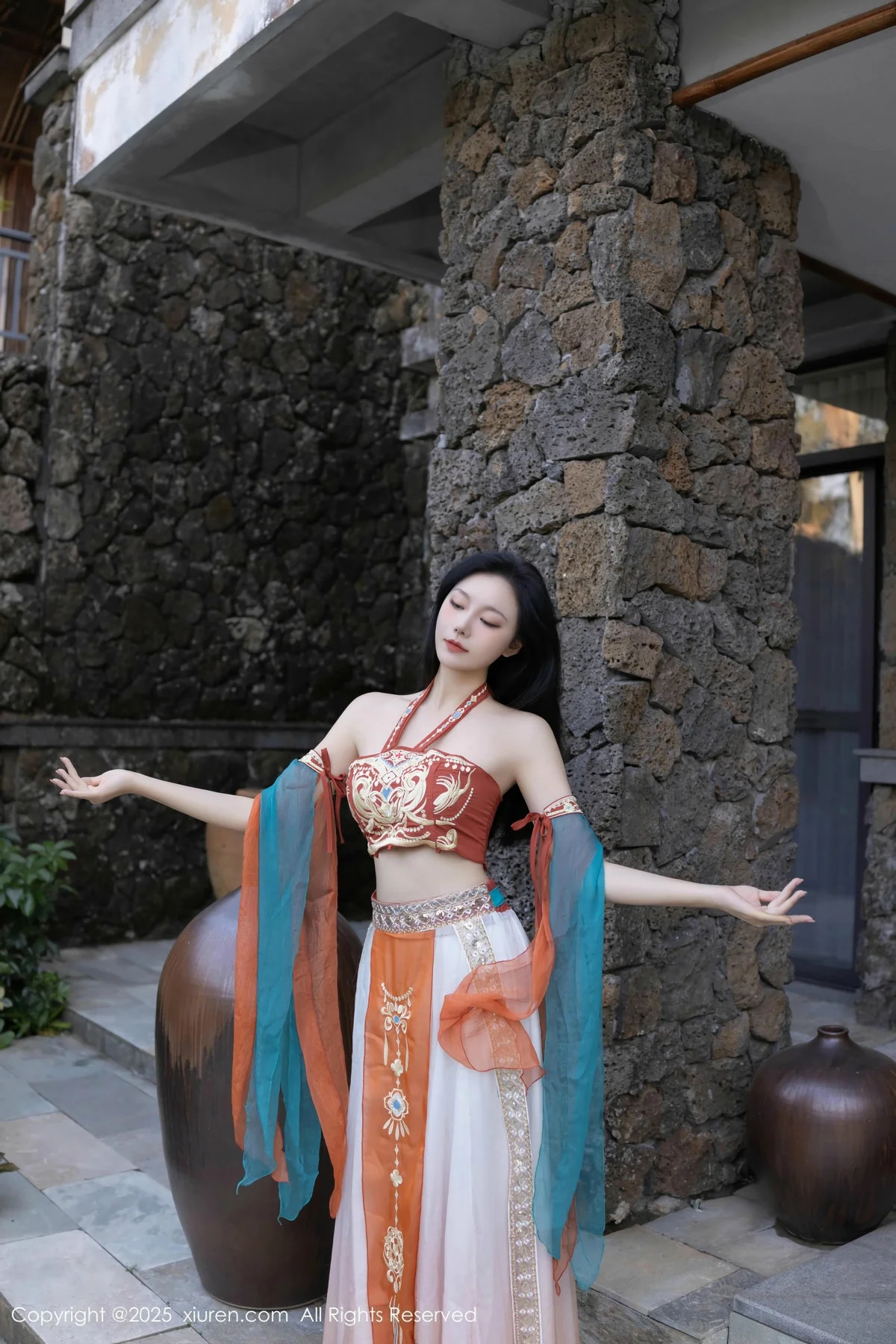 安然anran性感古风薄纱服饰配超薄肉丝秀丰满身材绝美写真 第 6 张