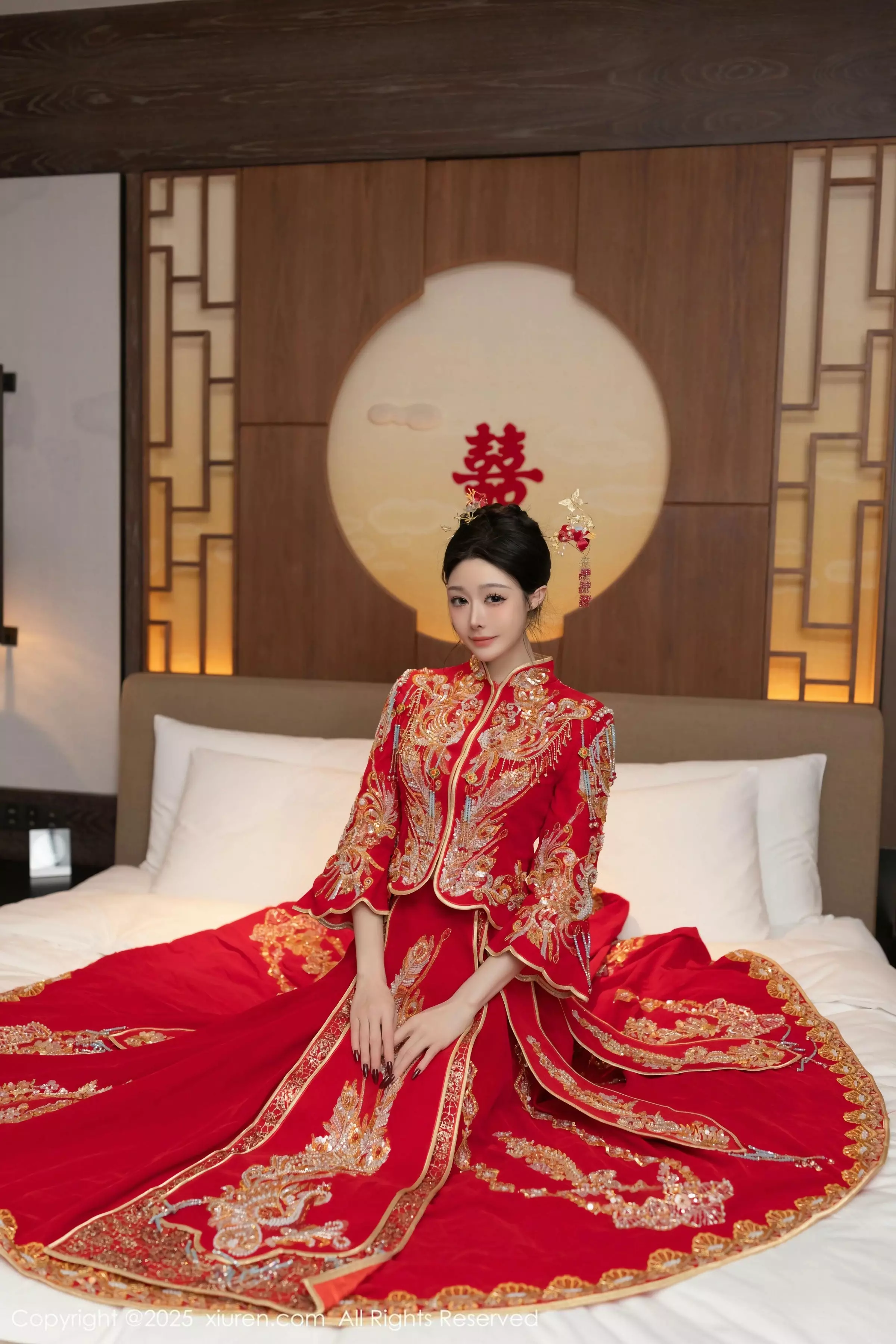 小逗逗新婚主题性感红色蕾丝内衣配黑丝吊袜完美绝美写真 第 10 张
