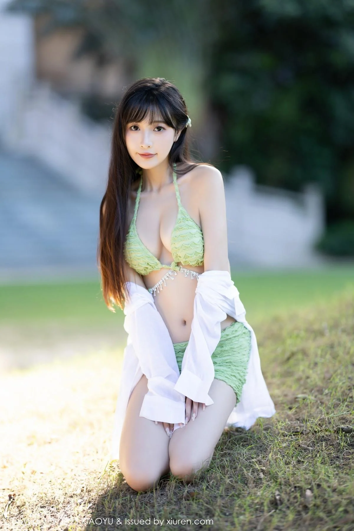 林星阑性感绿色比基尼服饰+灰色薄纱情趣服饰惹火绝美写真 第 52 张