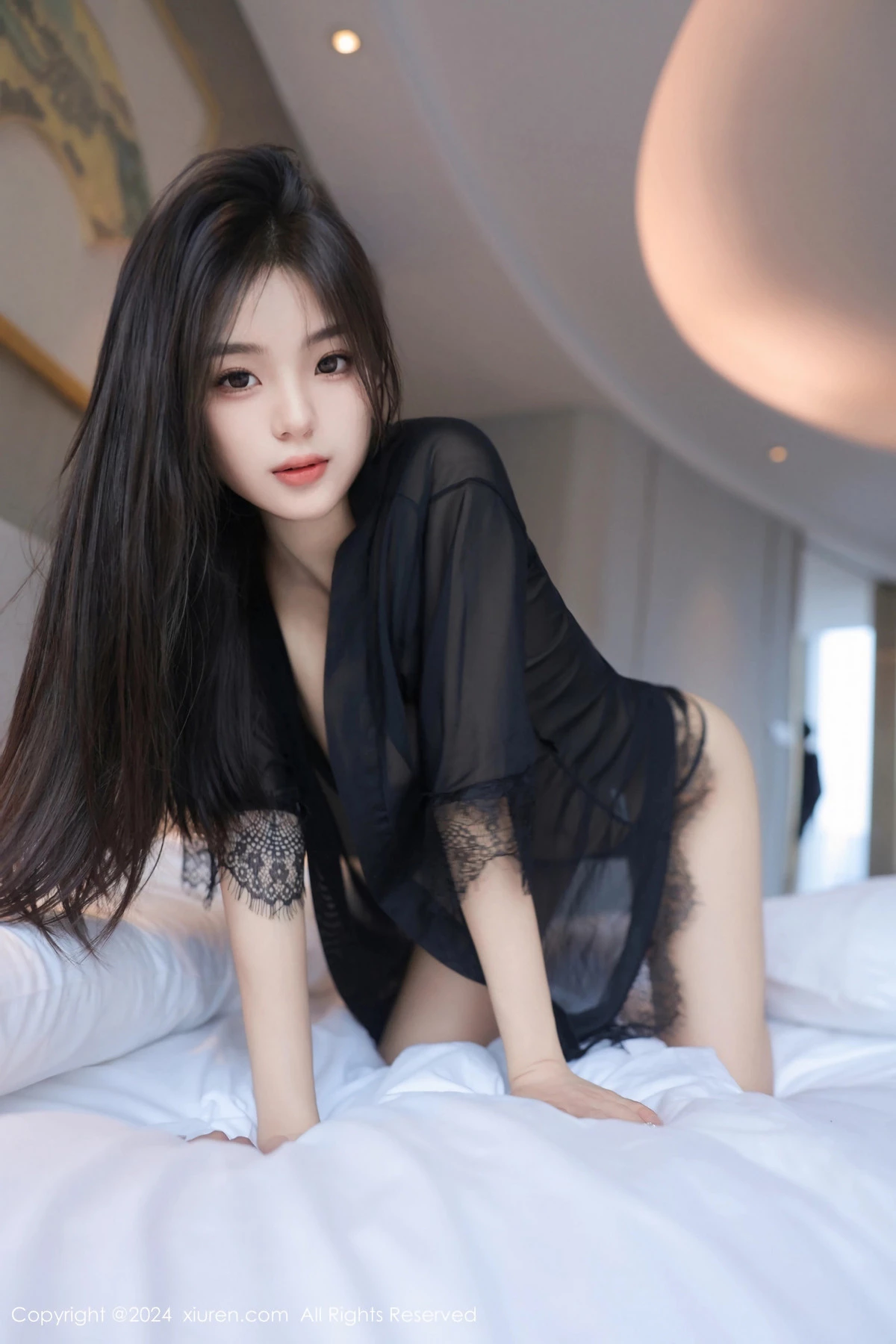 周周不吃香菜性感黑色轻透服饰露黑色情趣内衣惹火绝美写真 第 76 张