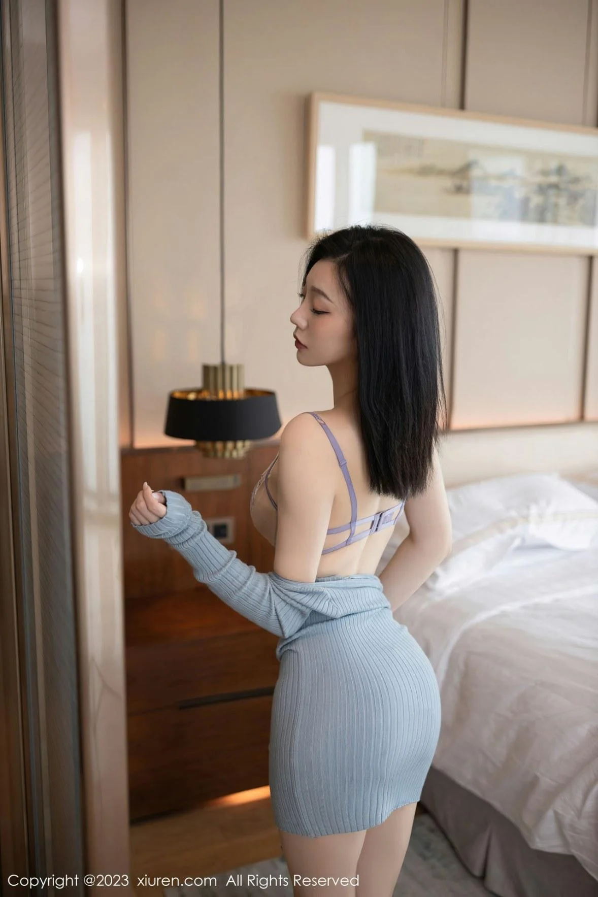 安然anran同学的妈妈角色灰色连衣短裙配超薄肉丝绝美写真 第 37 张