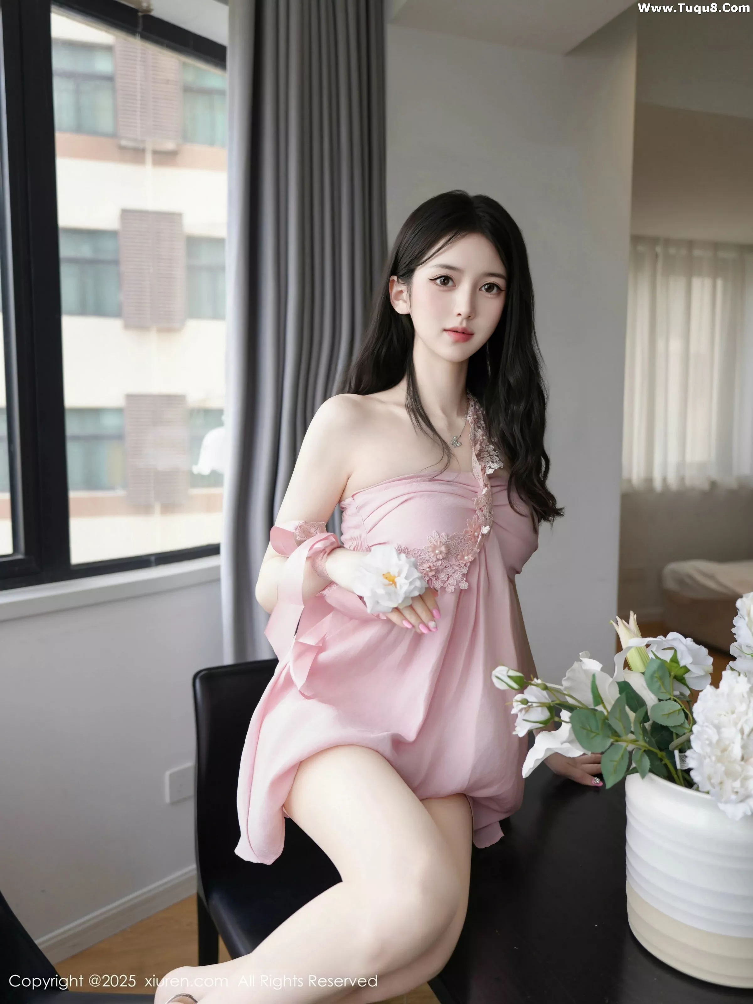 白小蝶性感粉色连衣短裙配超薄肉丝半脱秀完美曲线绝美写真 第 22 张