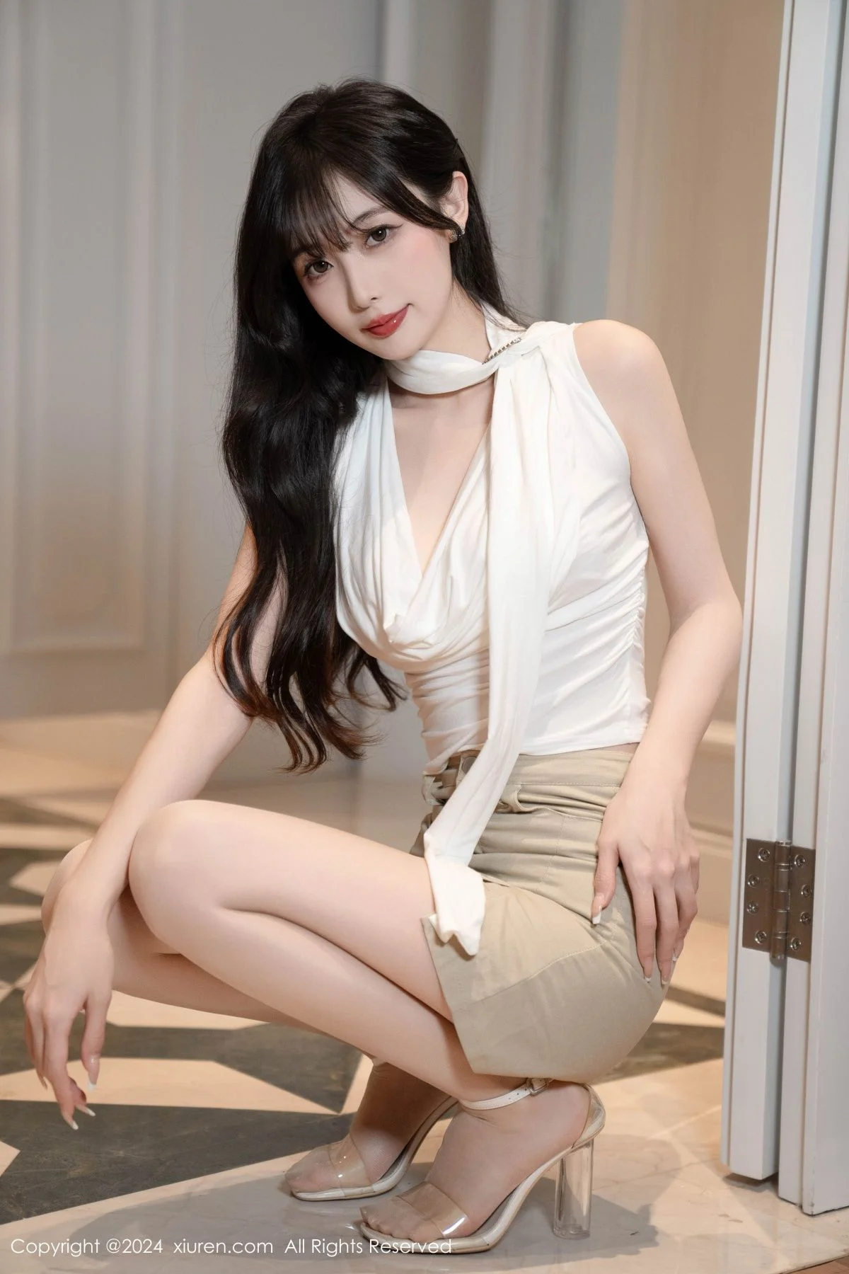 林星阑性感白上衣露白色内衣配超薄肉丝秀曼妙身姿绝美写真 第 48 张