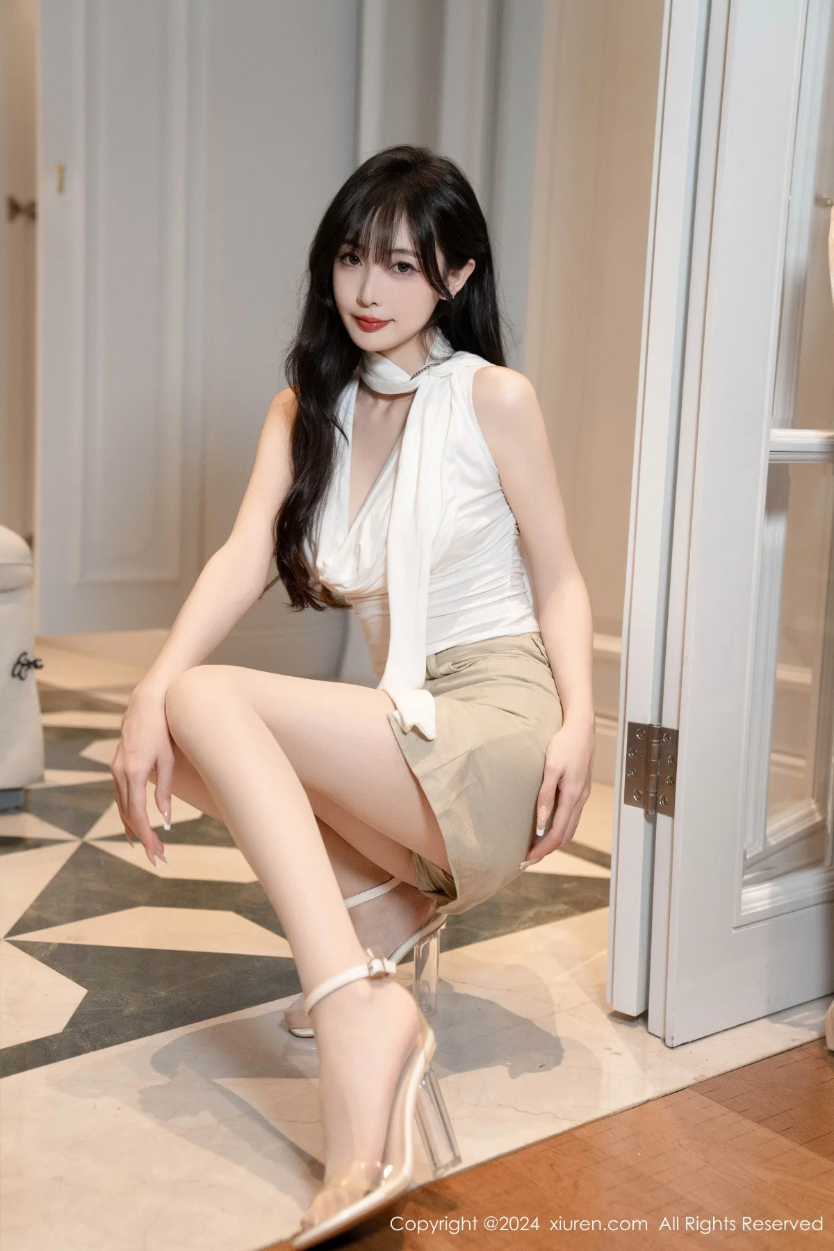 林星阑性感白上衣露白色内衣配超薄肉丝秀曼妙身姿绝美写真 第 54 张