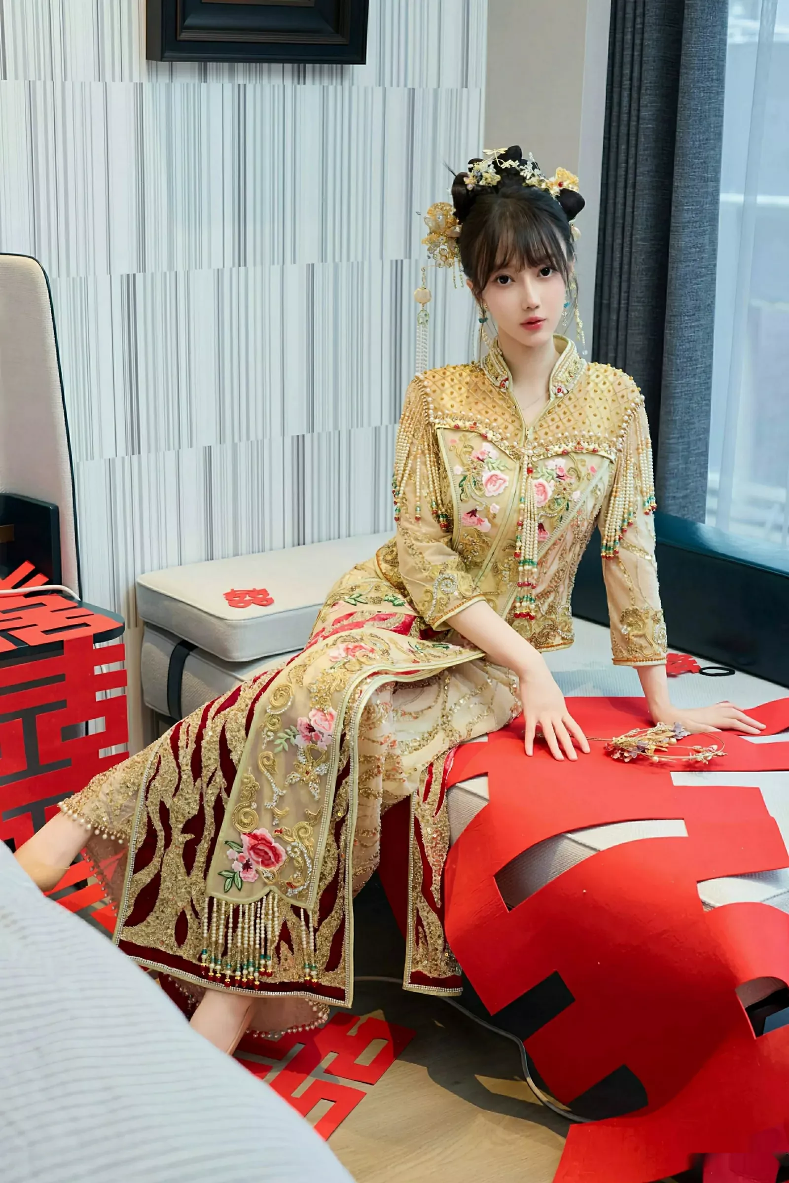 玥儿玥er性感红色蕾丝内衣配超薄肉丝秀完美身材绝美写真 第 18 张