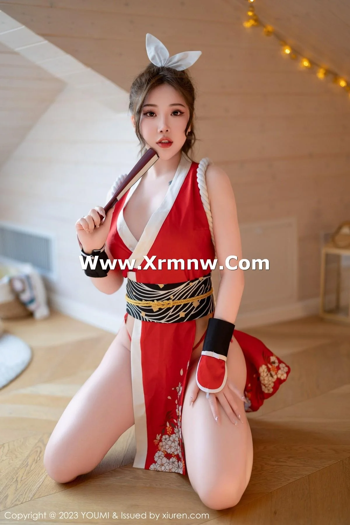 小海臀Rena红色不知火舞cosplay服饰秀浑圆翘臀绝美写真 第 1 张
