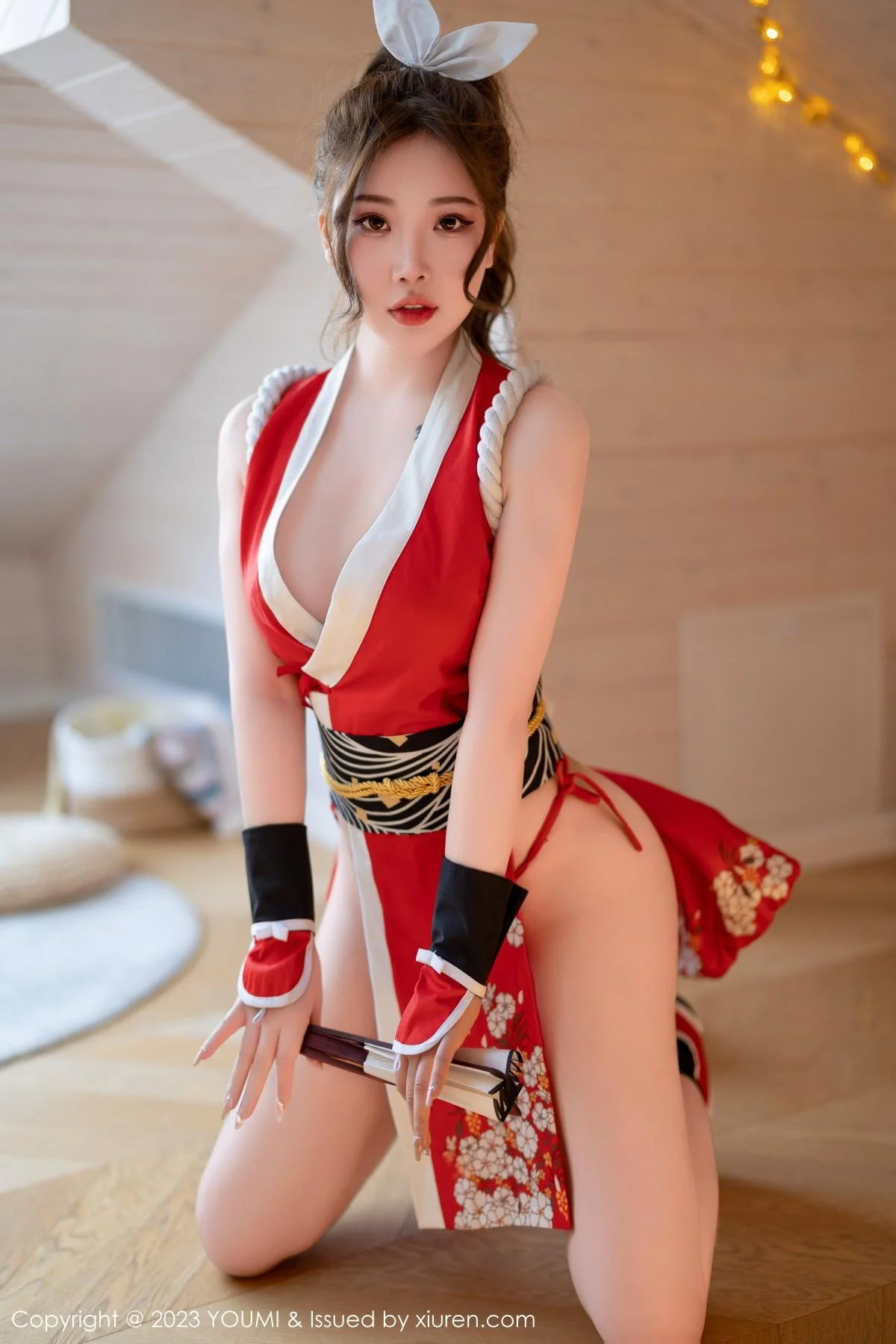 小海臀Rena红色不知火舞cosplay服饰秀浑圆翘臀绝美写真 第 12 张