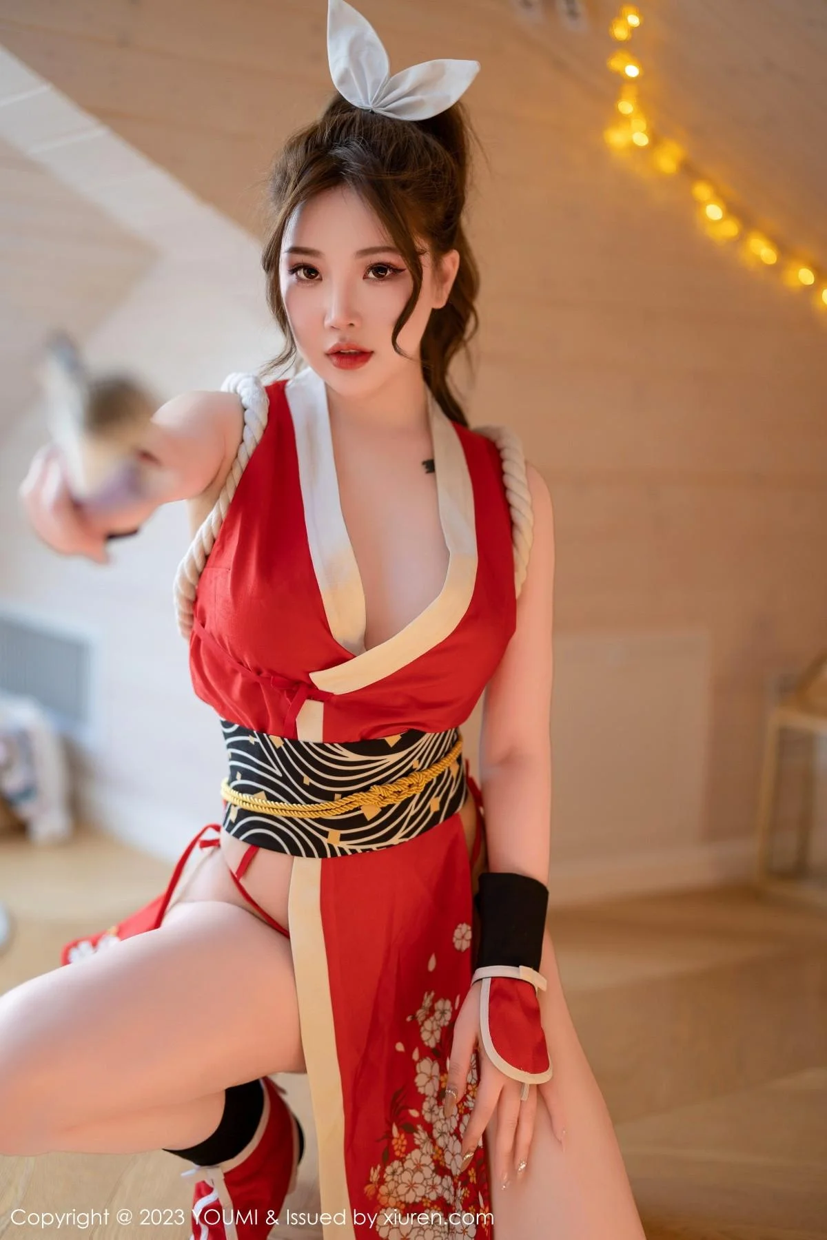 小海臀Rena红色不知火舞cosplay服饰秀浑圆翘臀绝美写真 第 13 张