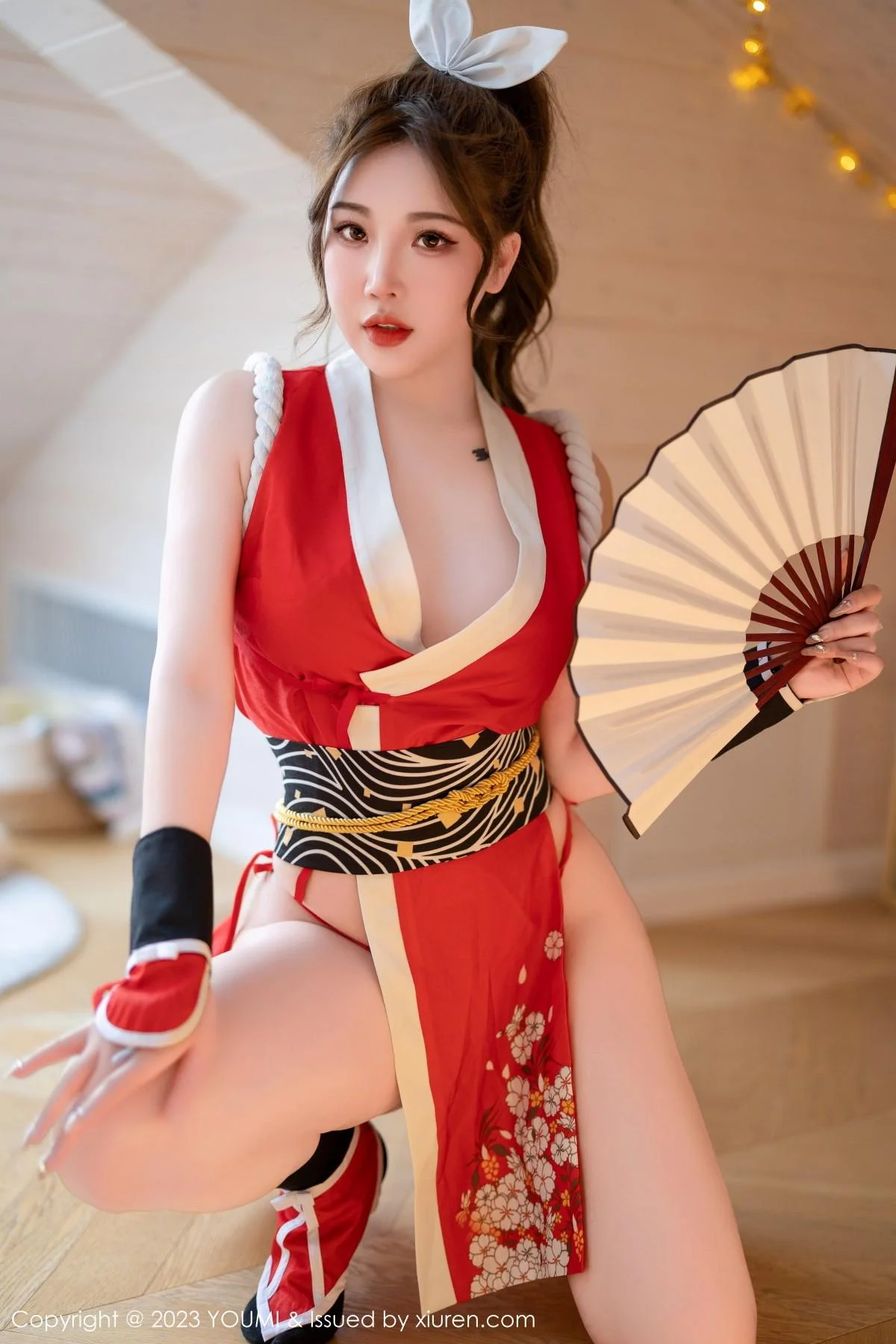 小海臀Rena红色不知火舞cosplay服饰秀浑圆翘臀绝美写真 第 16 张