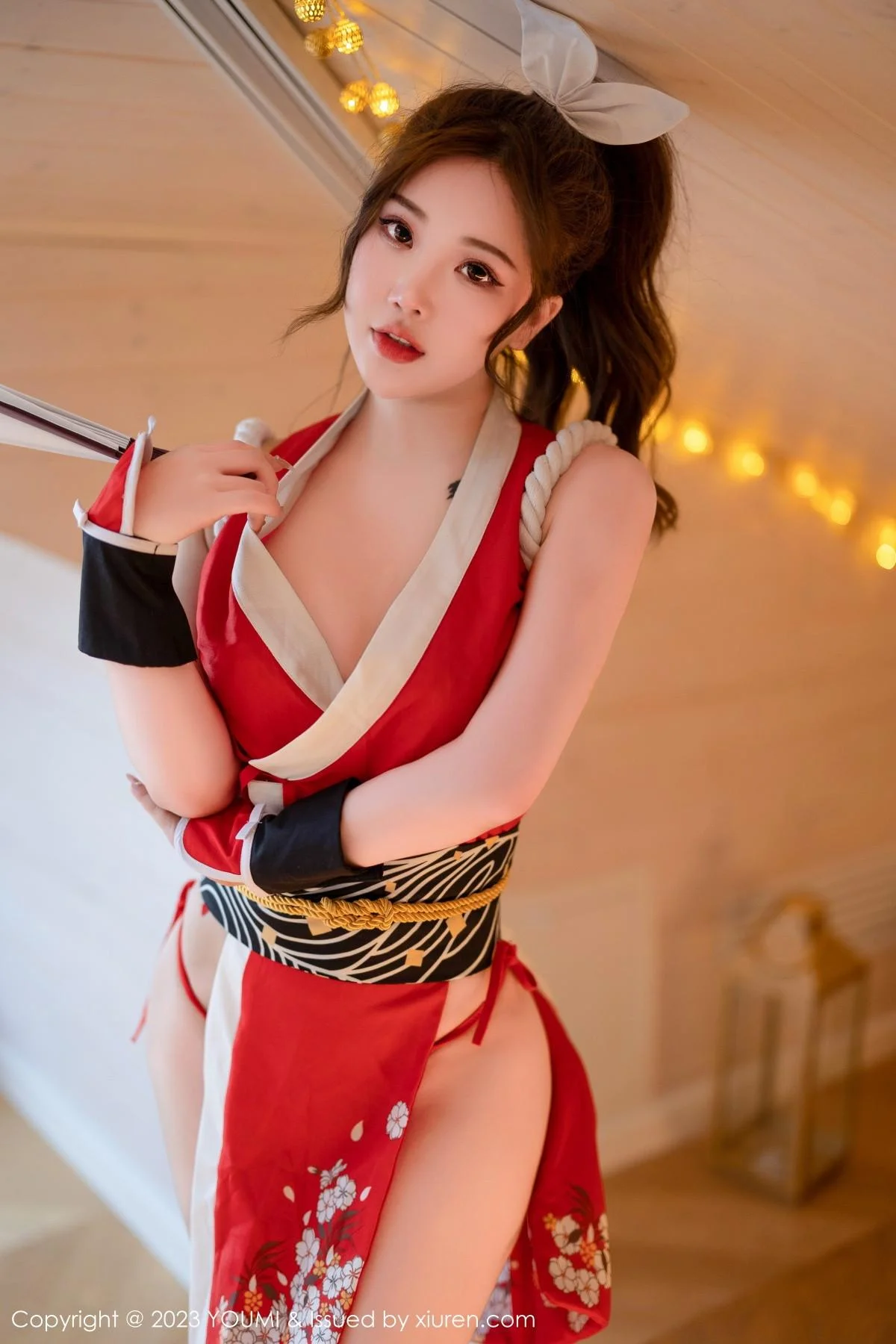 小海臀Rena红色不知火舞cosplay服饰秀浑圆翘臀绝美写真 第 40 张