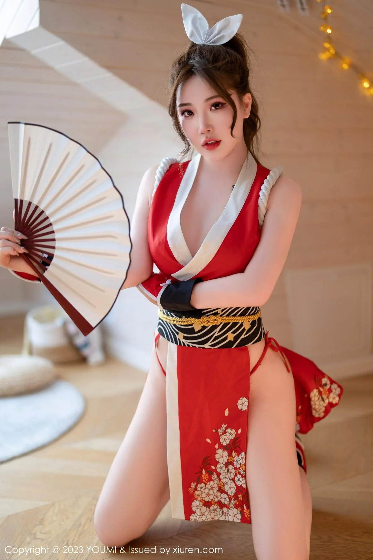 小海臀Rena红色不知火舞cosplay服饰秀浑圆翘臀绝美写真 第 9 张