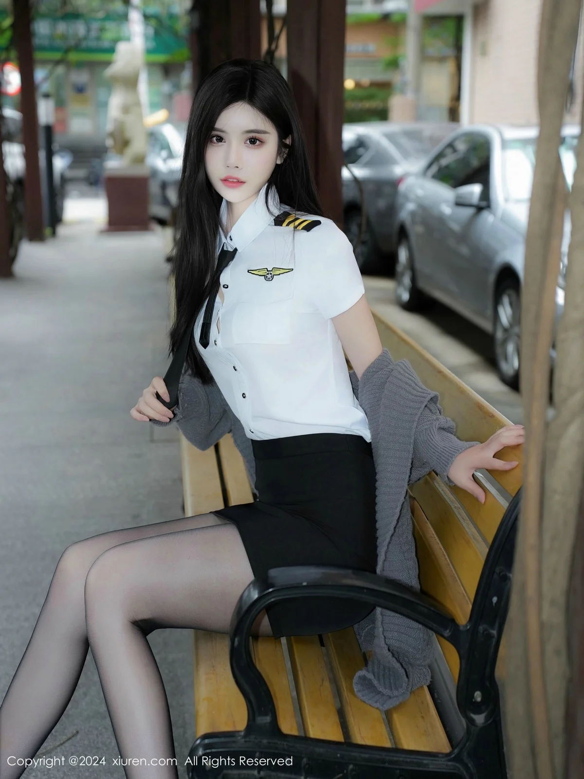 Erikaki性感白色制服露白色内衣配超薄黑丝秀曼妙身姿绝美写真 第 64 张