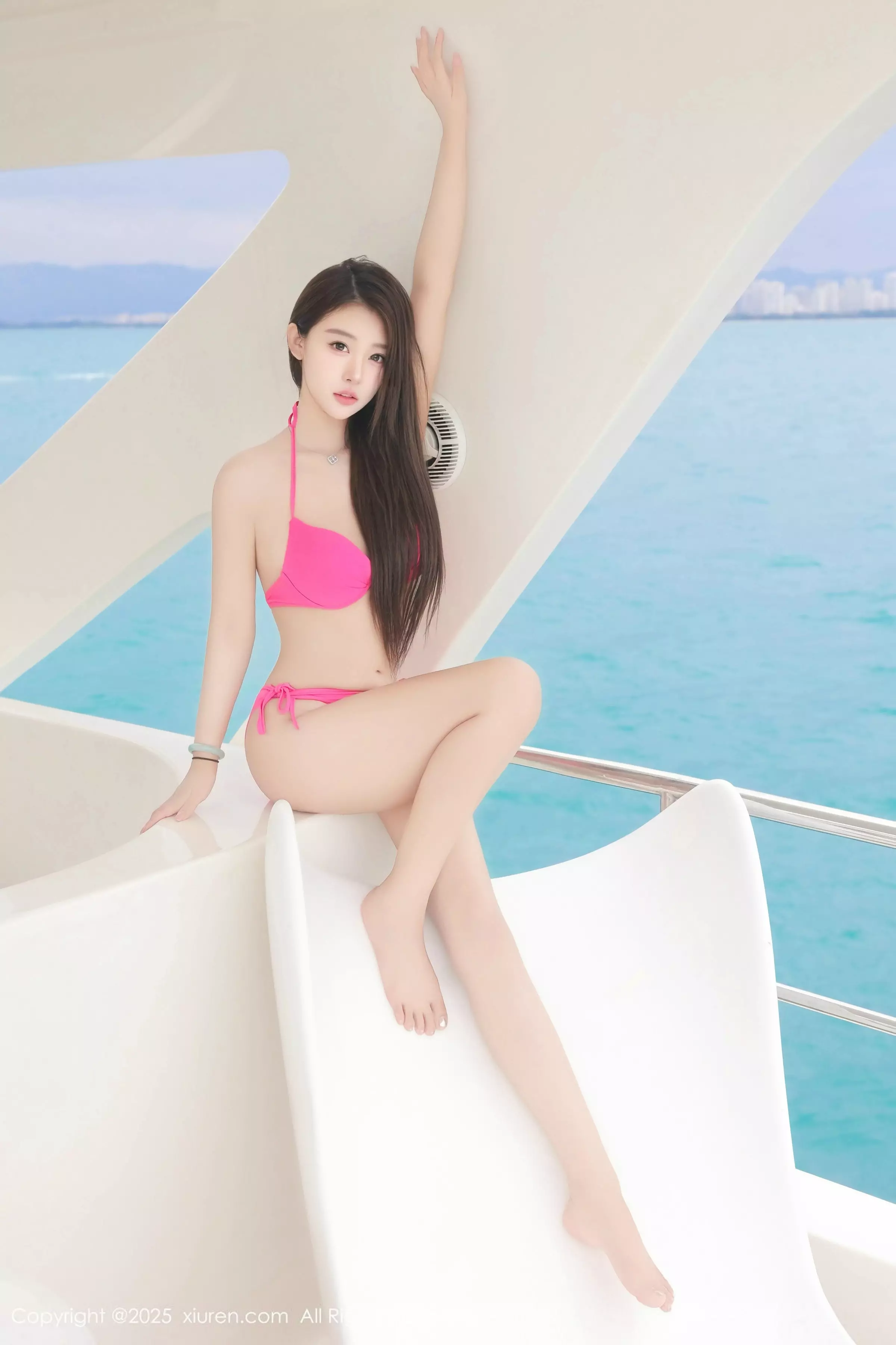 江淑影river户外游艇性感粉色比基尼秀曼妙身姿粉嫩绝美写真 第 75 张