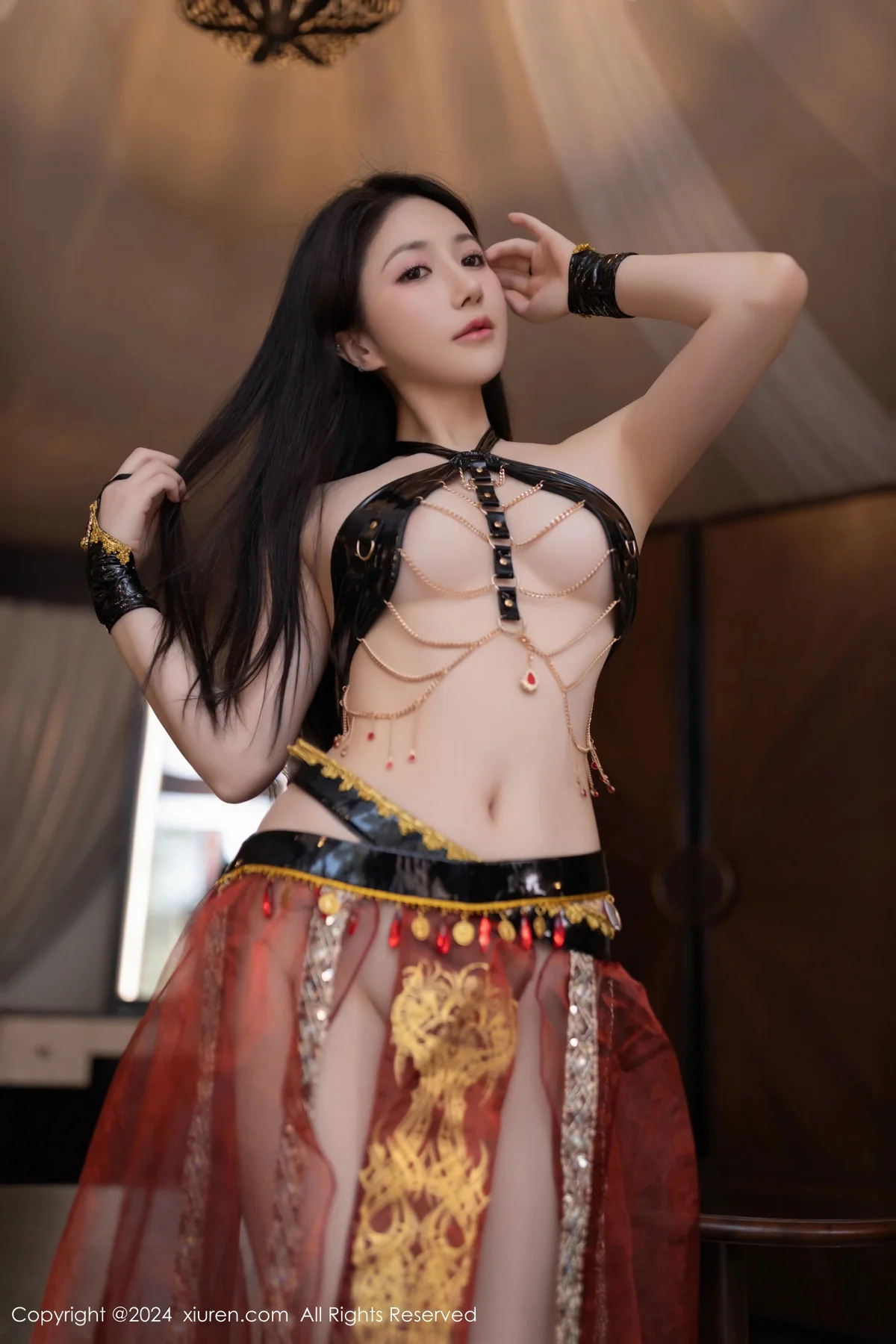 鱼子酱Fish性感舞娘薄纱露黑色情趣内衣秀完美身材绝美写真 第 121 张