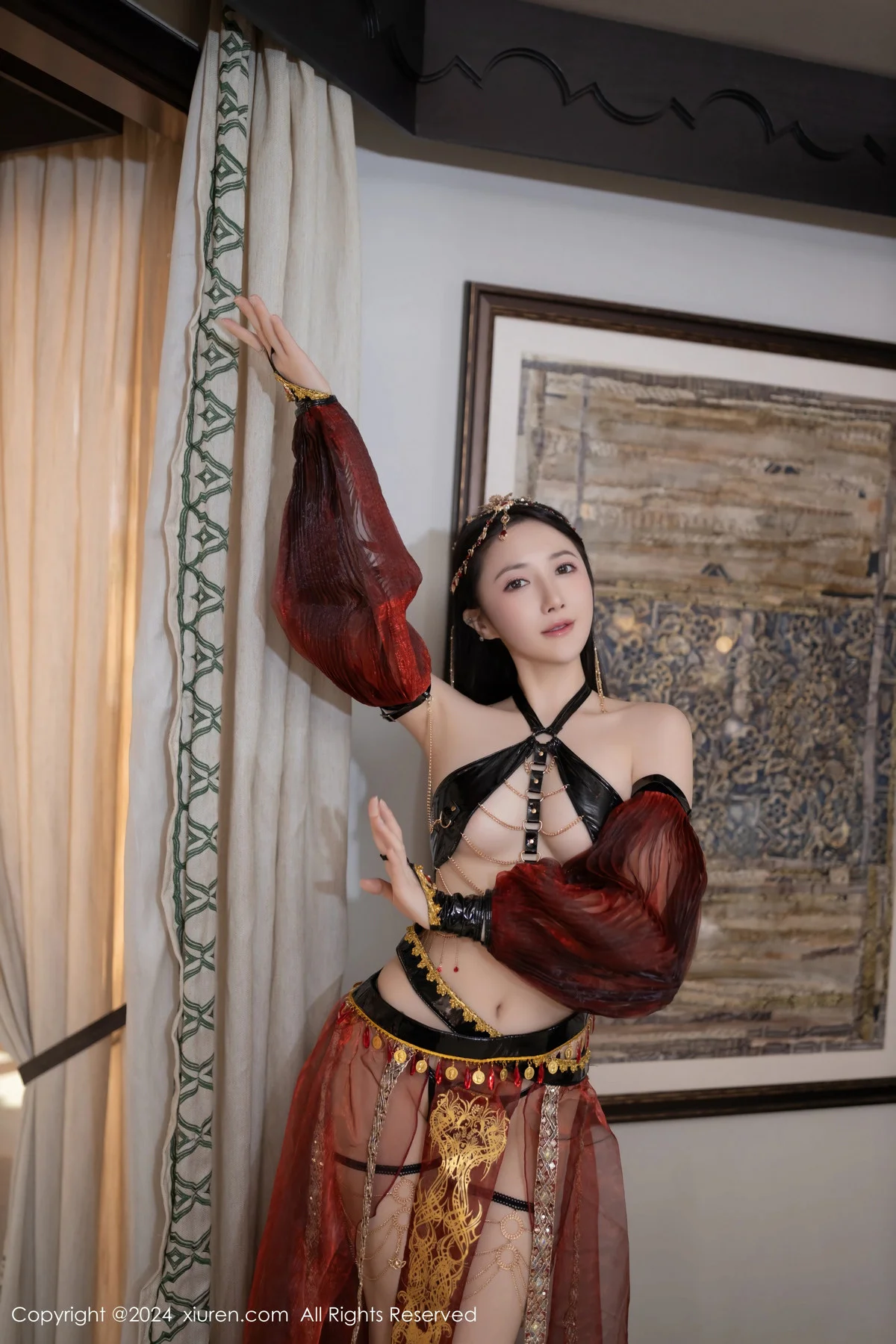 鱼子酱Fish性感舞娘薄纱露黑色情趣内衣秀完美身材绝美写真 第 2 张
