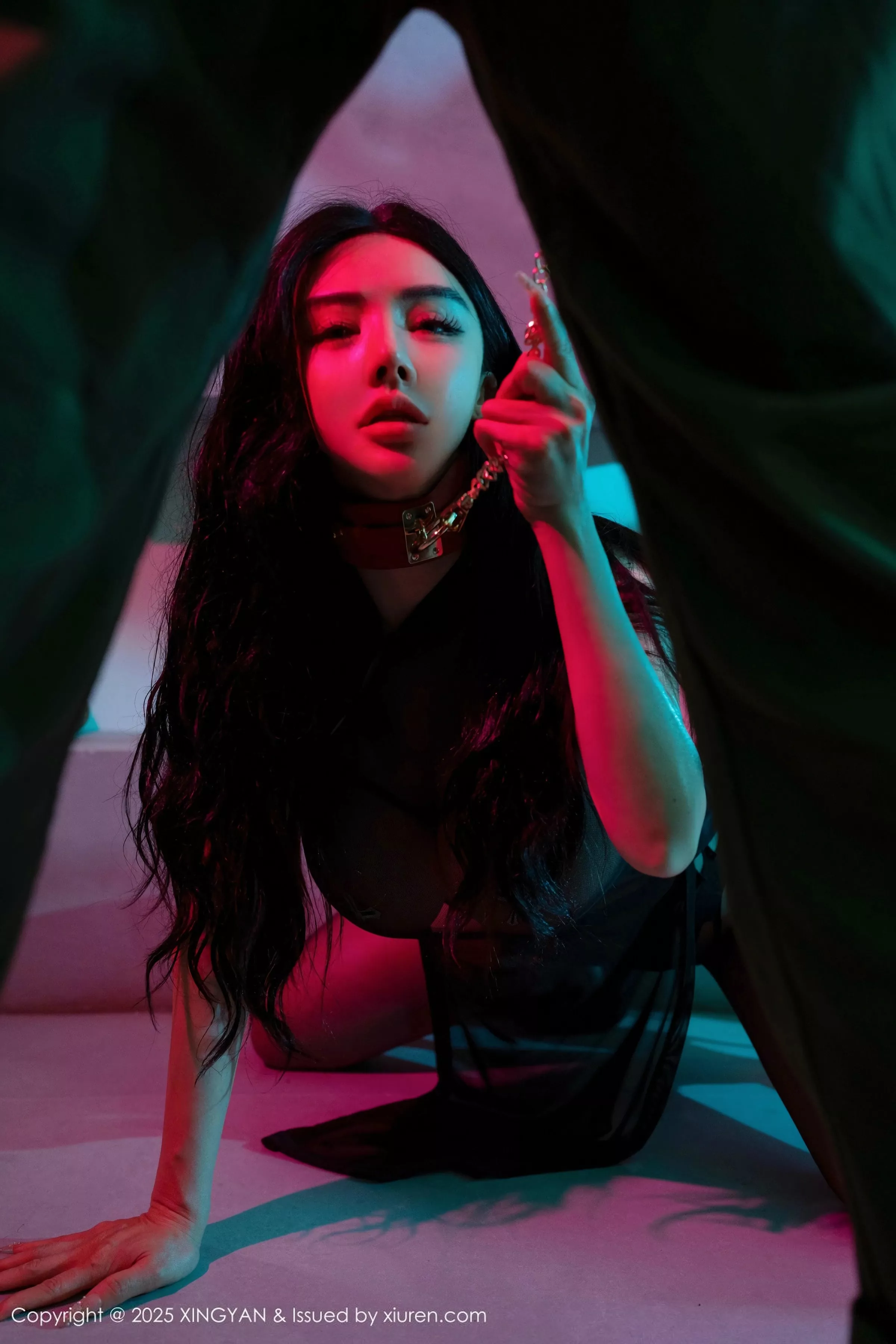 潘思沁性感黑色情趣内衣配超薄黑丝秀巨乳肥臀惹火绝美写真 第 20 张