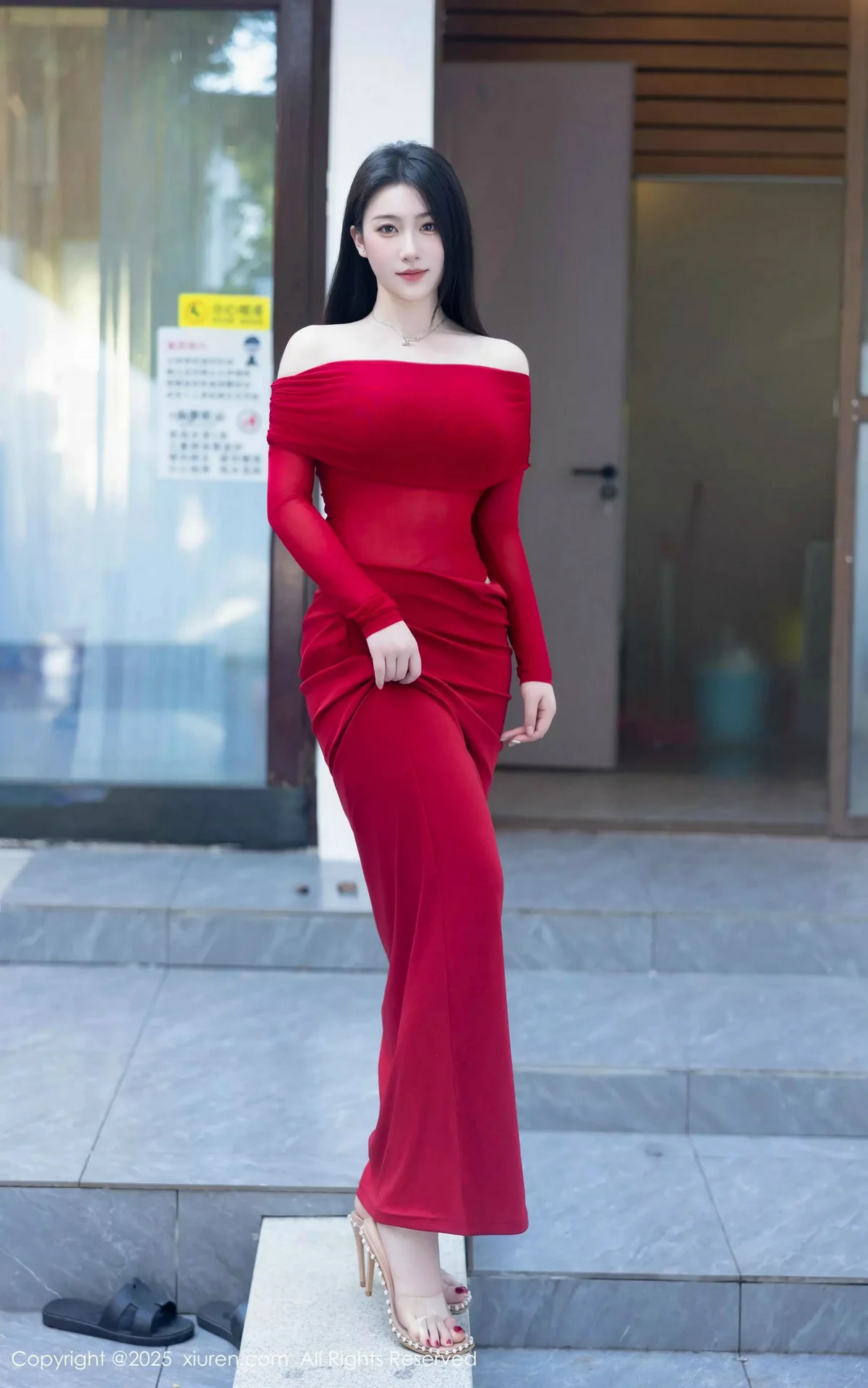 林昔予yorki泳池性感红色连衣裙秀凹凸身材迷人绝美写真 第 1 张