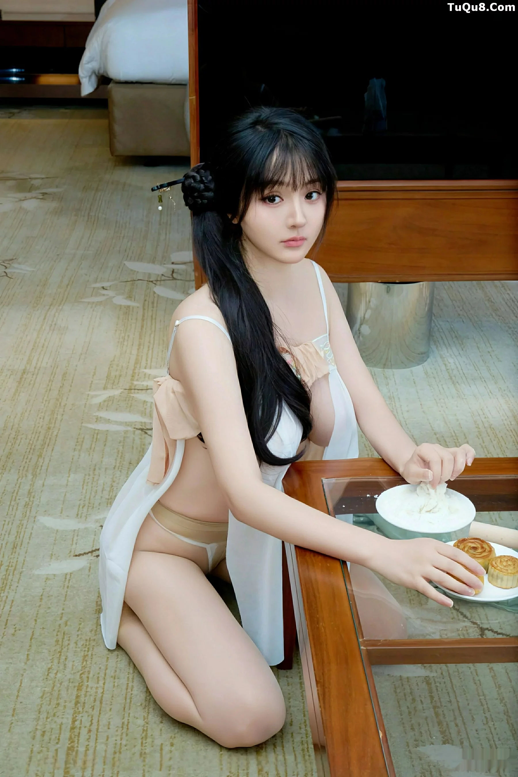 沈南汐RuRu性感浅色古风服饰配超薄肉丝秀美腿绝美写真 第 58 张