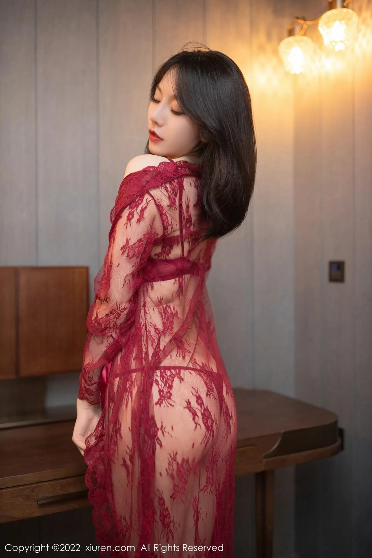安然anran云南旅拍红色轻透情趣服配蕾丝袜撩人绝美写真 第 42 张